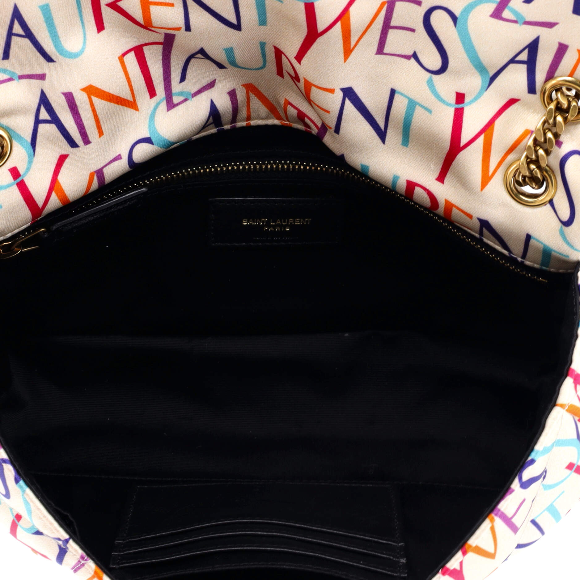 Saint Laurent Jamie Flap Bag Quilted Printed Silk Medium