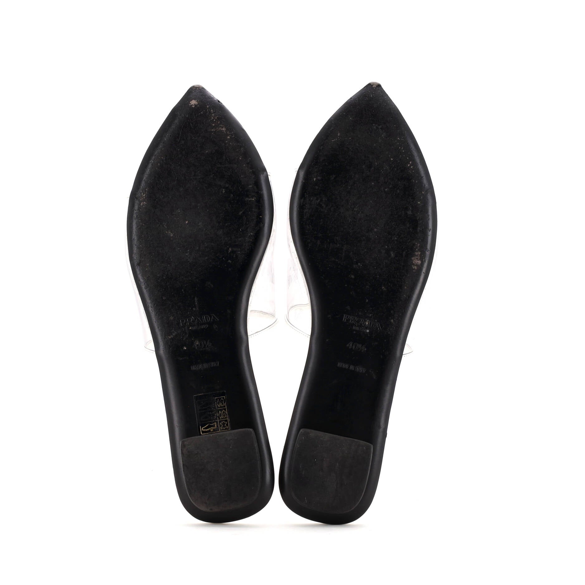 Prada Women's Logo Flat Slide Sandals PVC with Leather