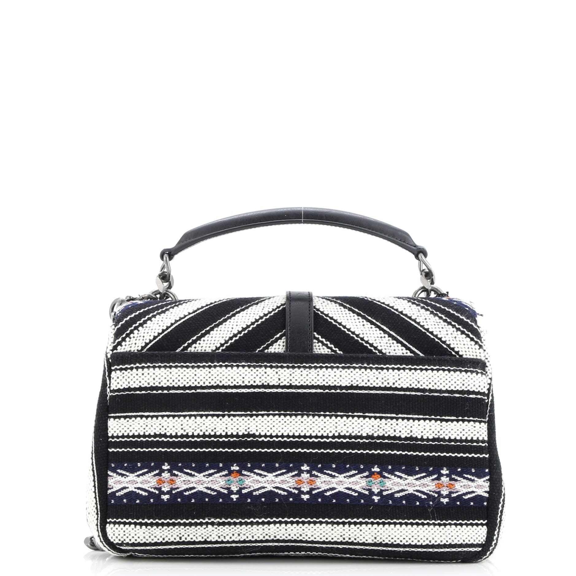 Saint Laurent Classic Monogram College Bag Canvas with Embellished Fringe Medium