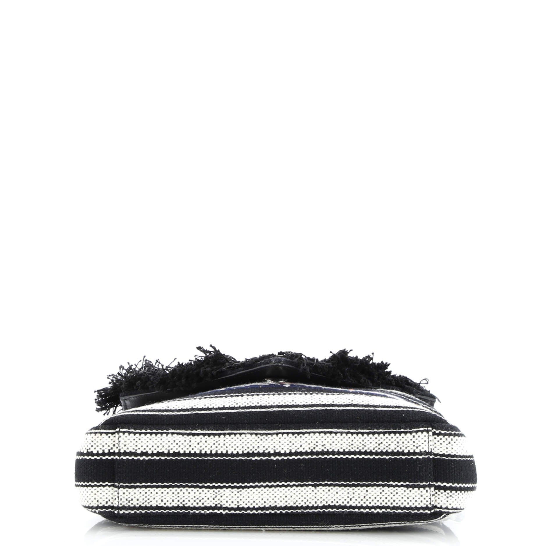 Saint Laurent Classic Monogram College Bag Canvas with Embellished Fringe Medium