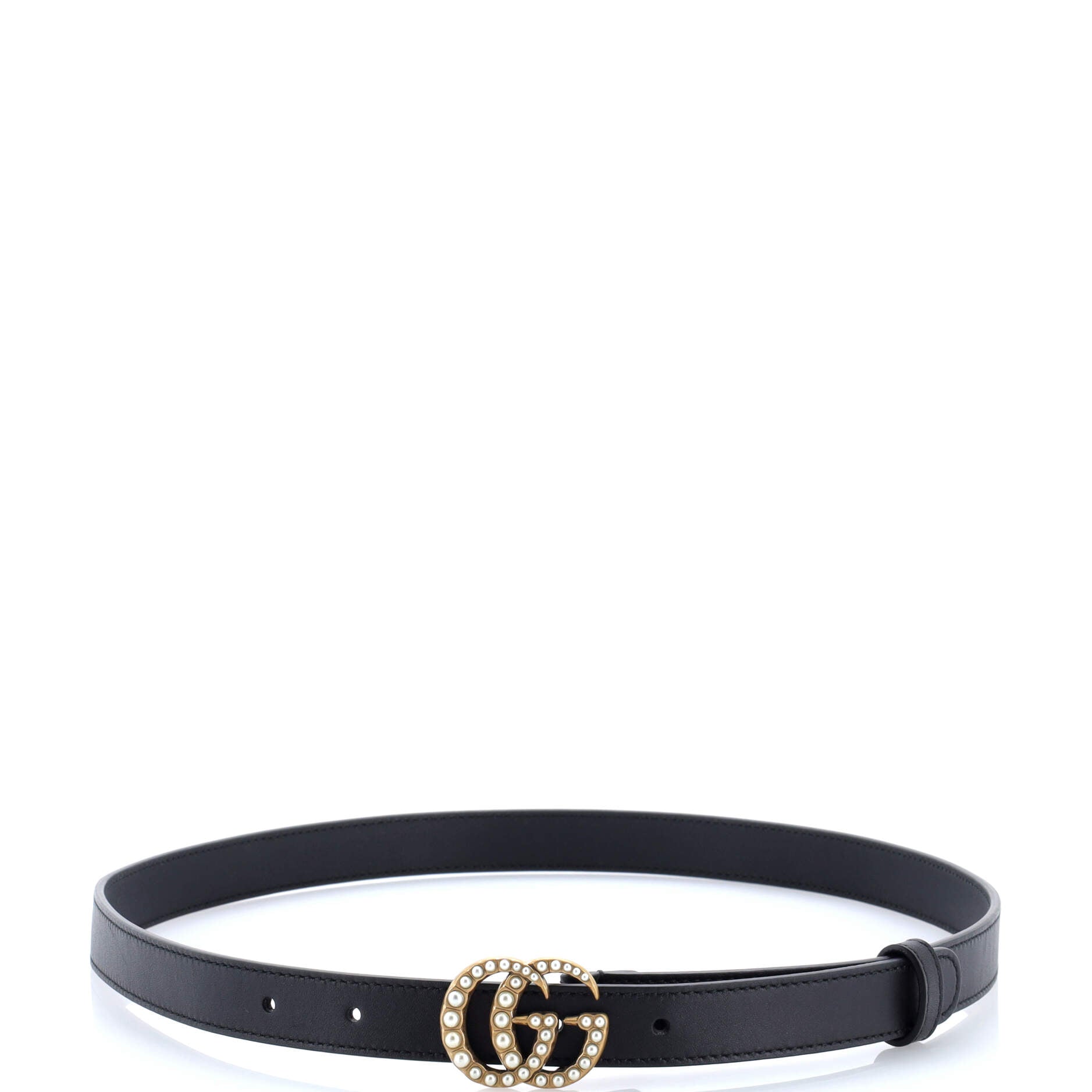 Gucci Pearly GG Marmont Belt Leather Thin