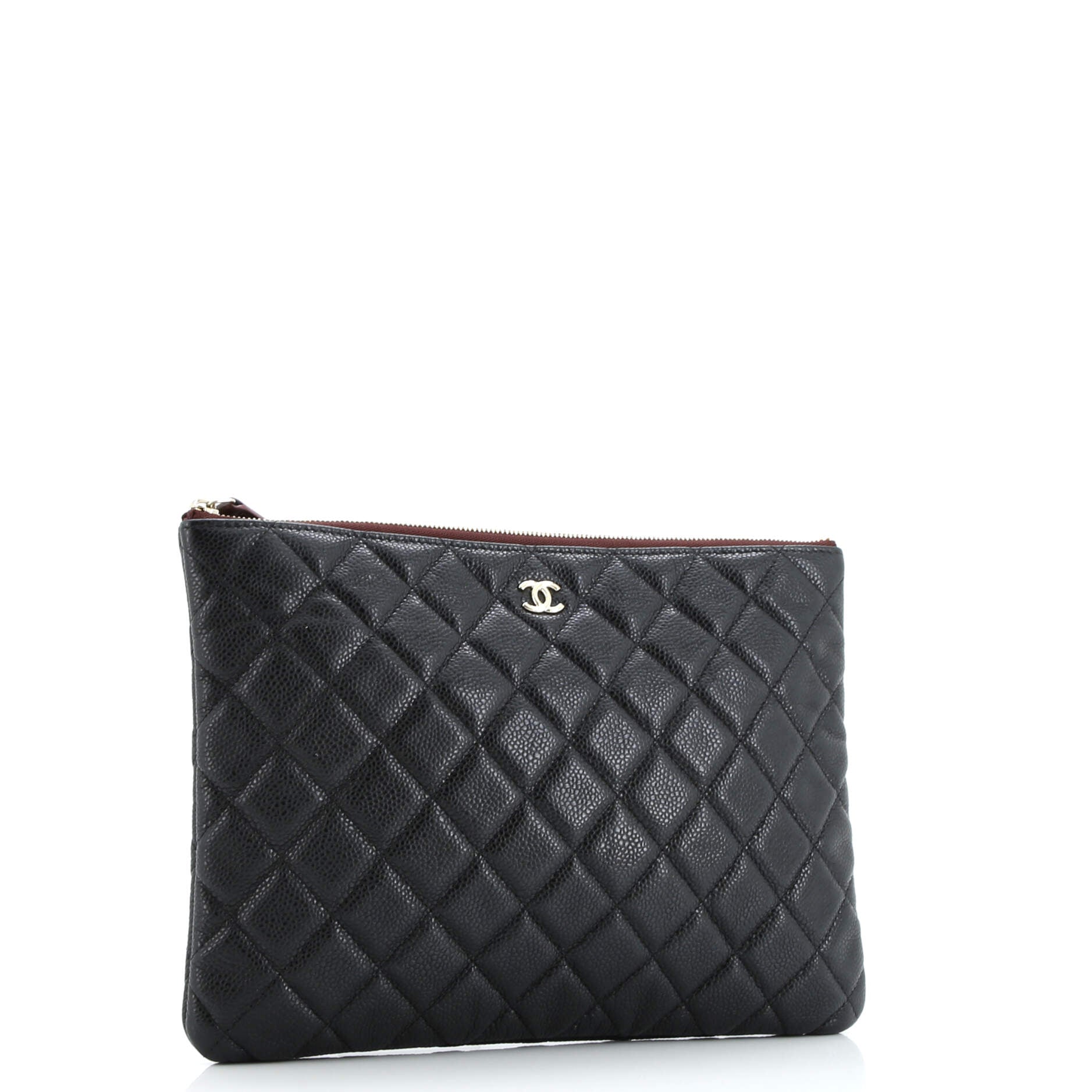 Chanel O Case Clutch Quilted Caviar Medium