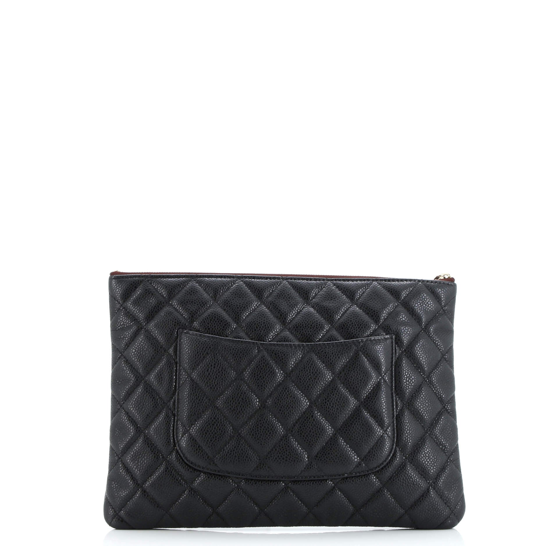 Chanel O Case Clutch Quilted Caviar Medium