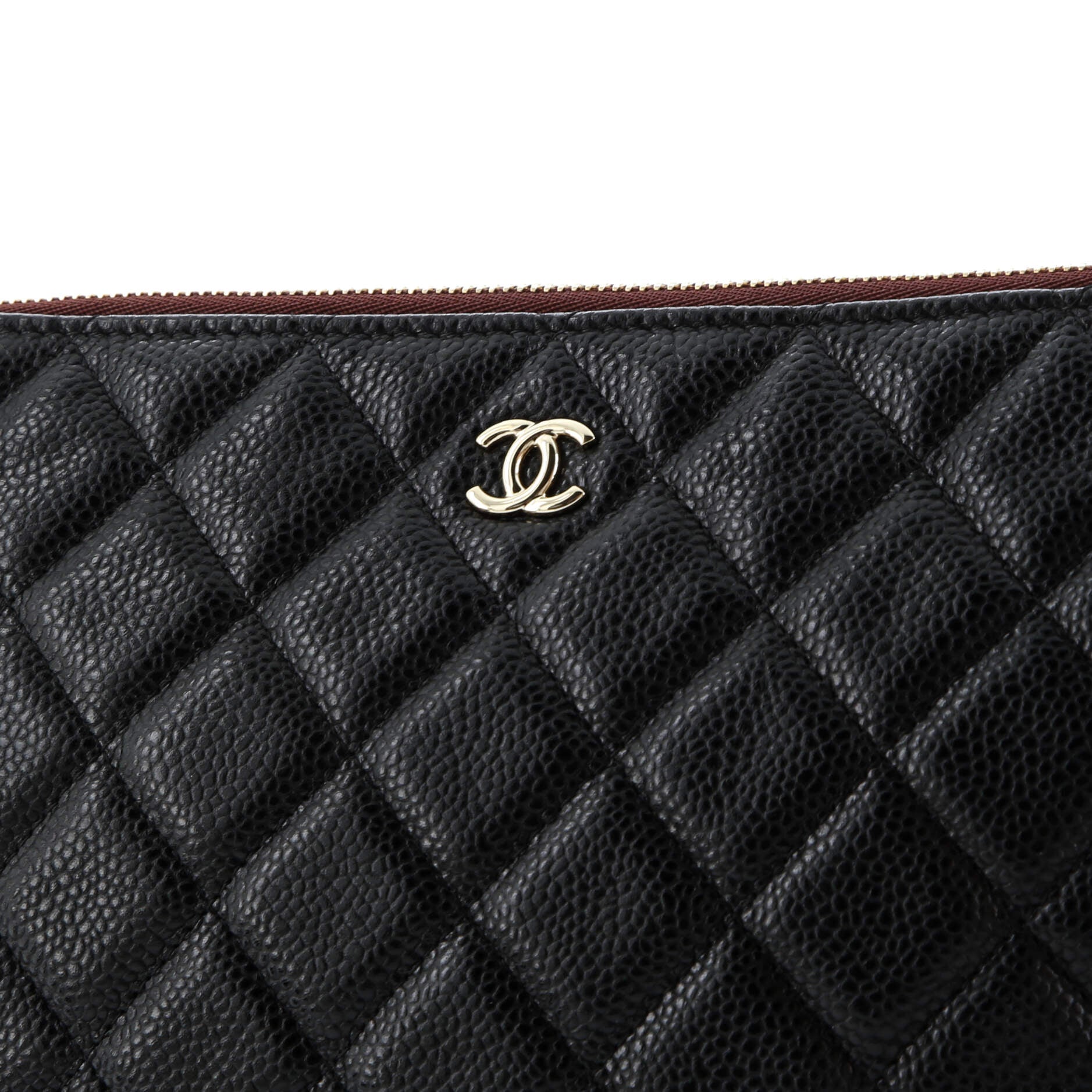 Chanel O Case Clutch Quilted Caviar Medium