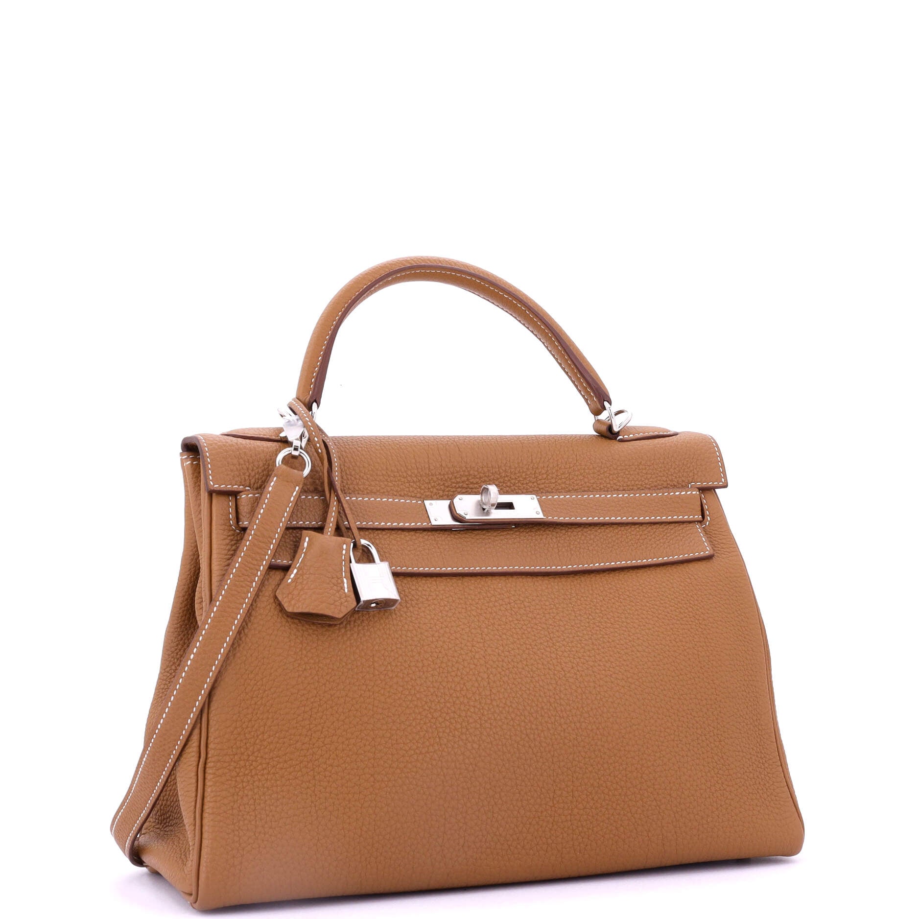 Hermes Kelly Handbag Brown Togo with Palladium Hardware 32