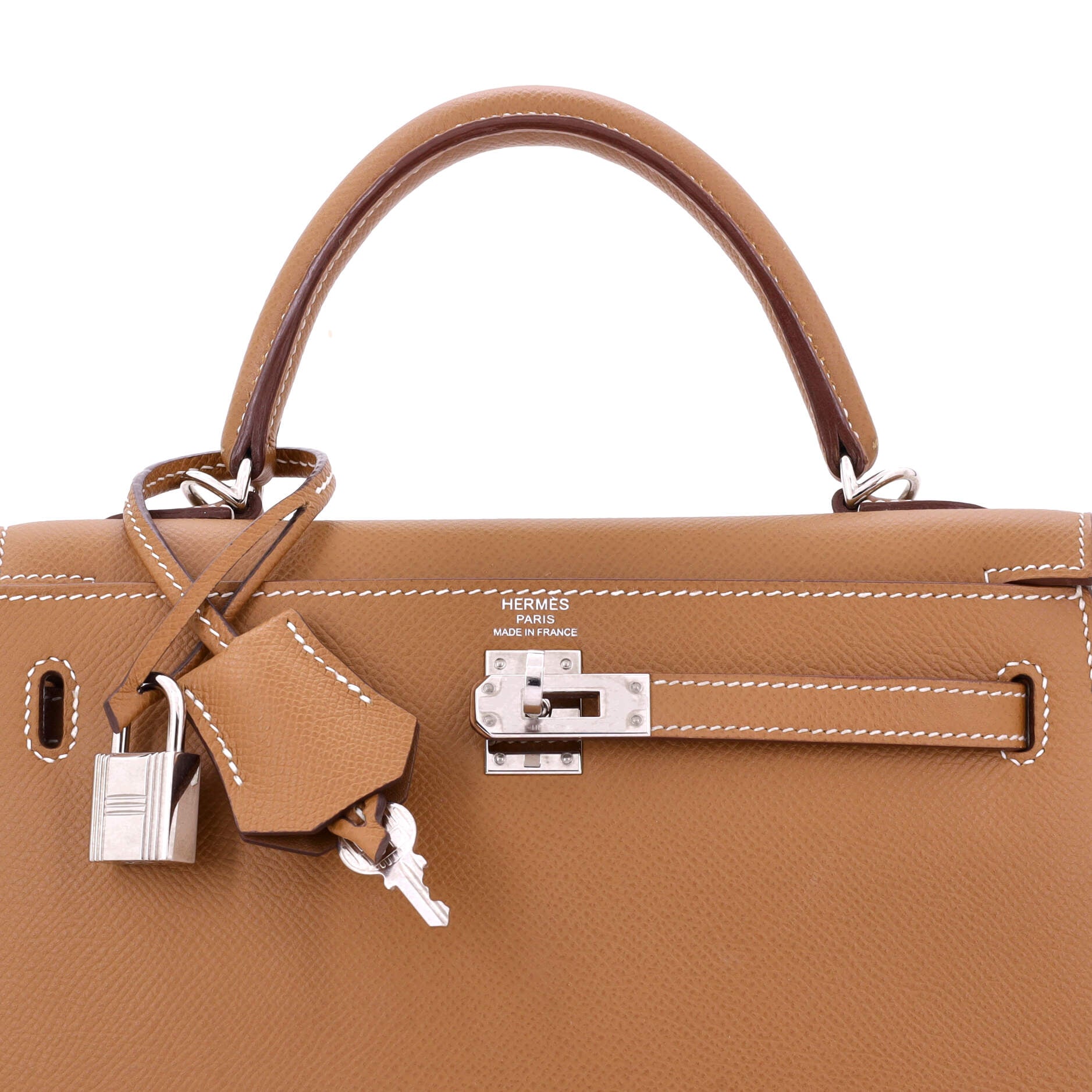 Hermes Kelly Handbag Brown Epsom with Palladium Hardware 25