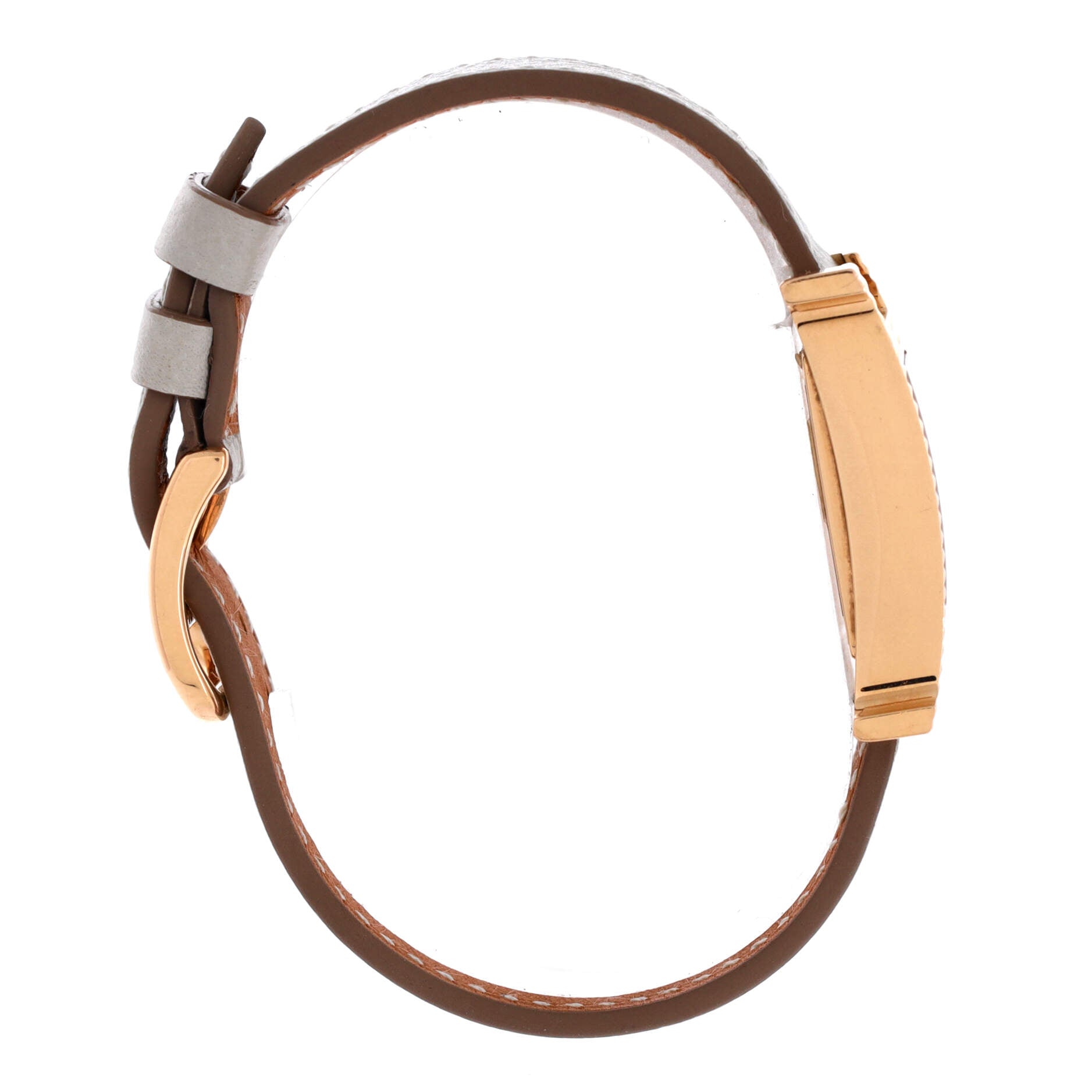 Hermes Heure H Quartz Watch Clous de Paris Hobnail Rose Gold and Leather 21
