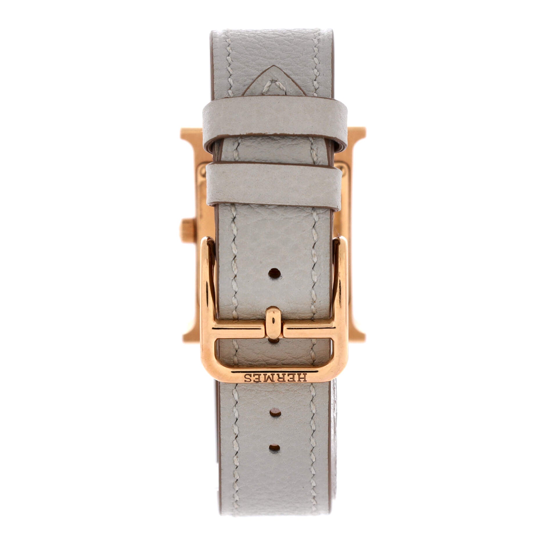 Hermes Heure H Quartz Watch Clous de Paris Hobnail Rose Gold and Leather 21