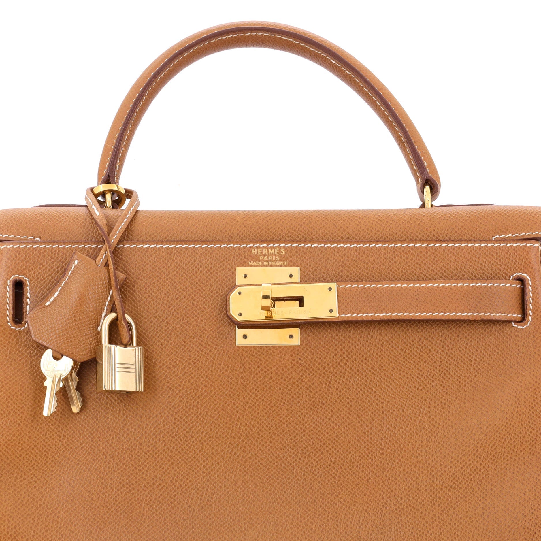 Hermes Kelly Handbag Brown Courchevel with Gold Hardware 28