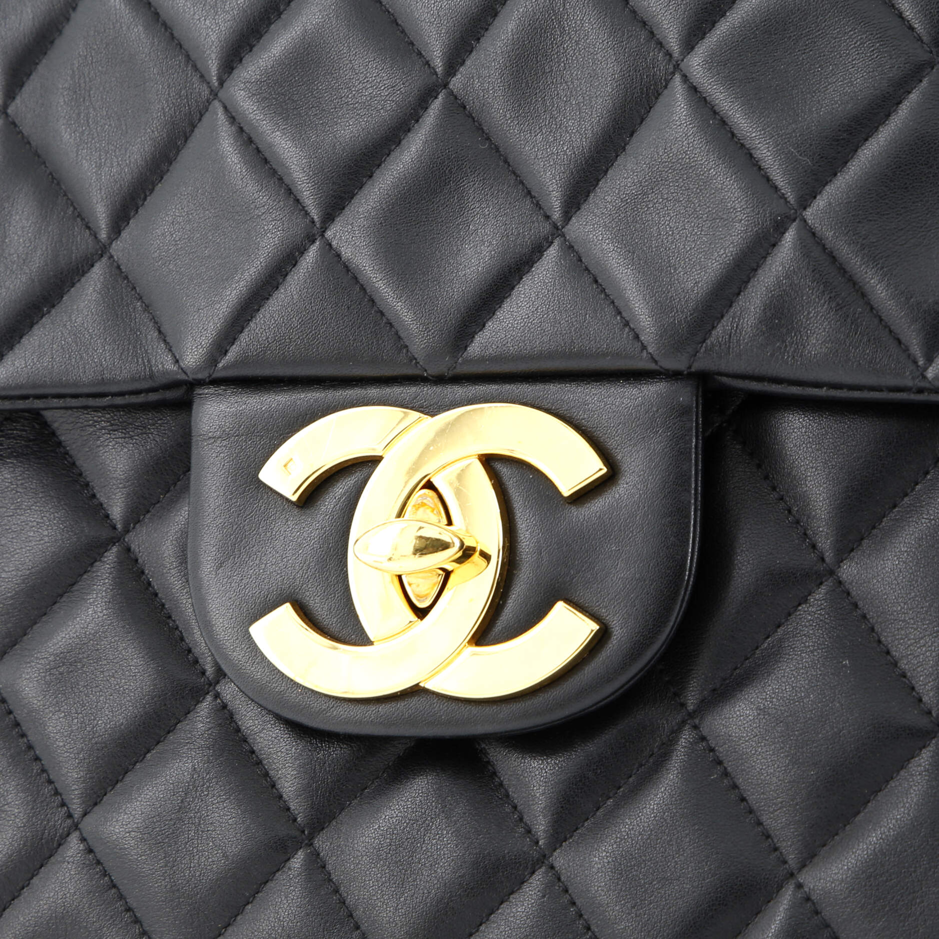 Chanel Vintage Classic Single Flap Bag Quilted Lambskin Jumbo