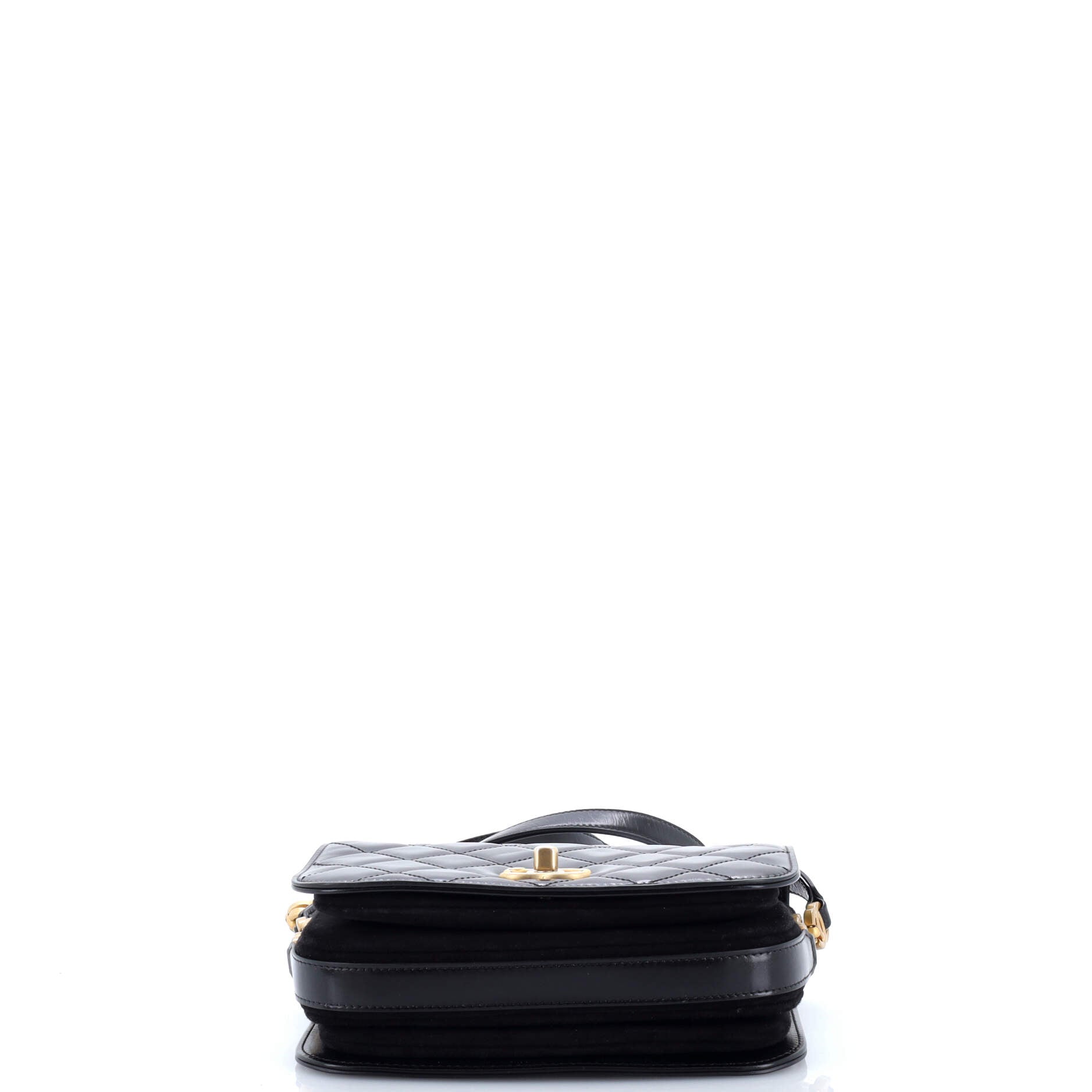 Chanel My Sweet CC Full Flap Messenger Bag Quilted Shiny Calfskin with Suede Mini