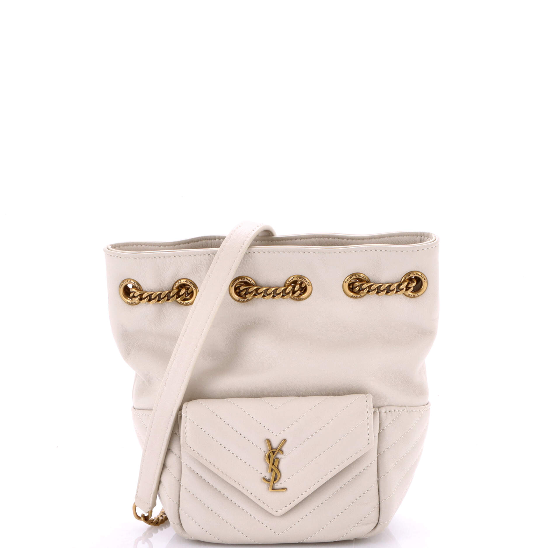 Saint Laurent Joe Bucket Bag Matelasse Chevron Leather Mini