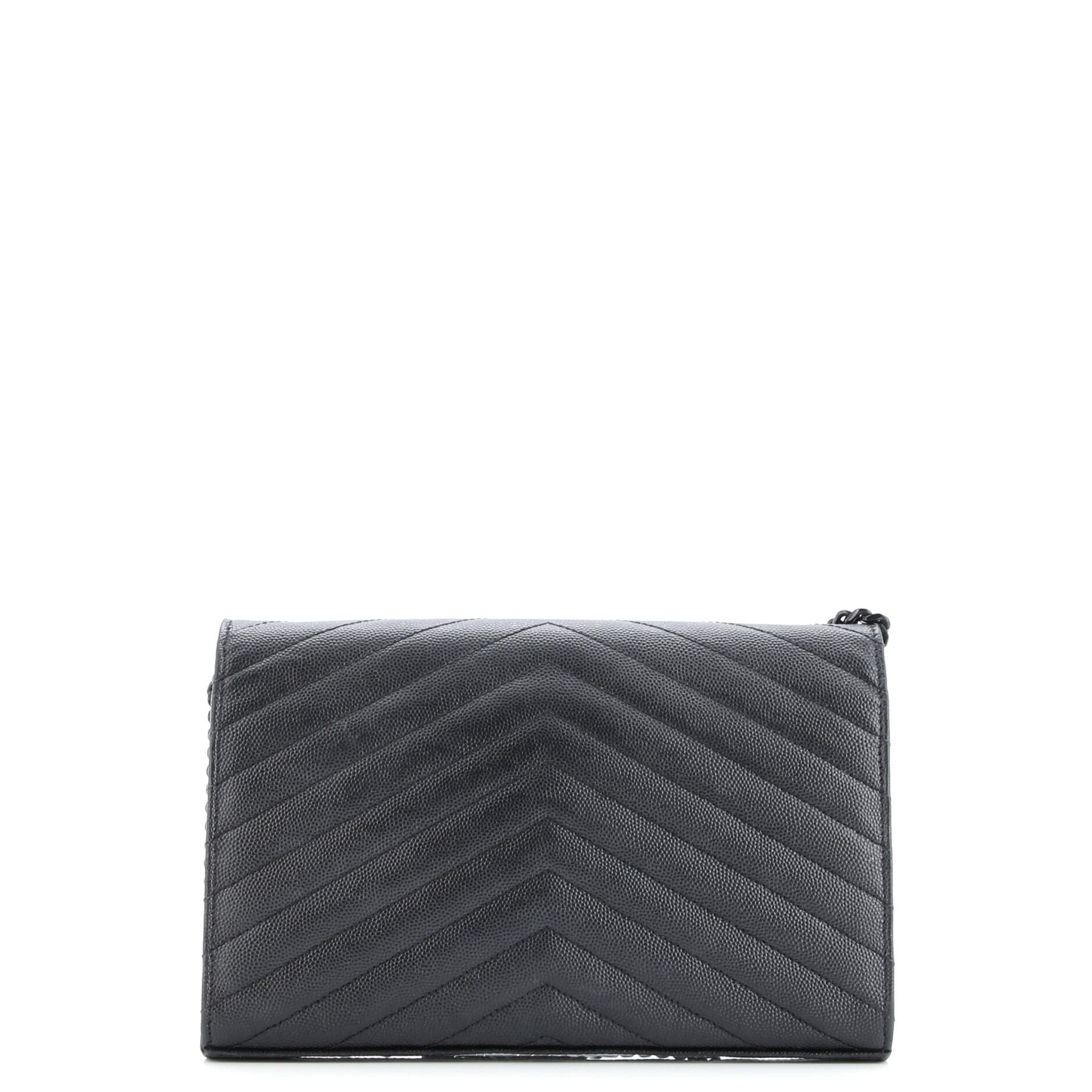 Saint Laurent Classic Monogram Wallet on Chain Matelasse Chevron Leather Medium