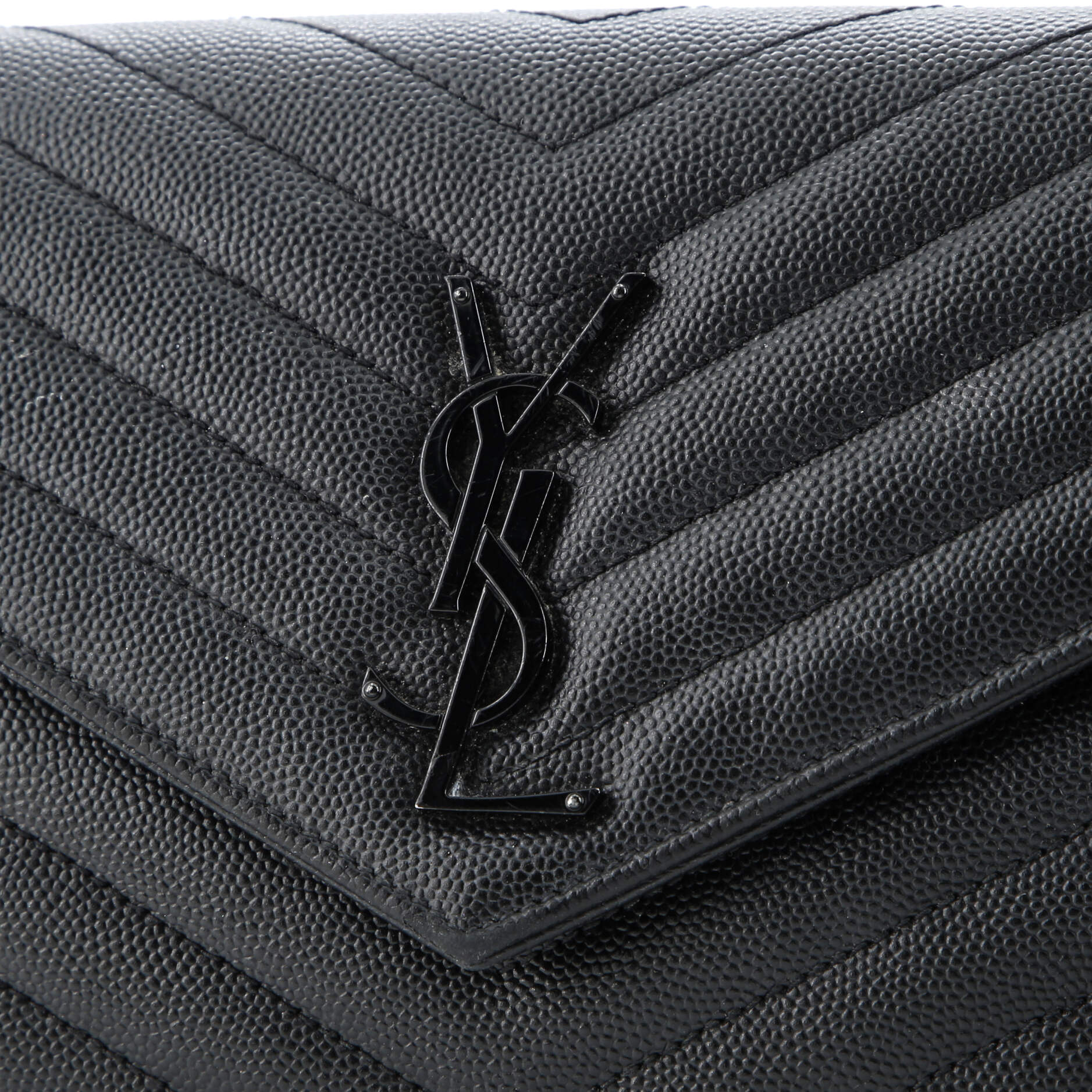 Saint Laurent Classic Monogram Wallet on Chain Matelasse Chevron Leather Medium
