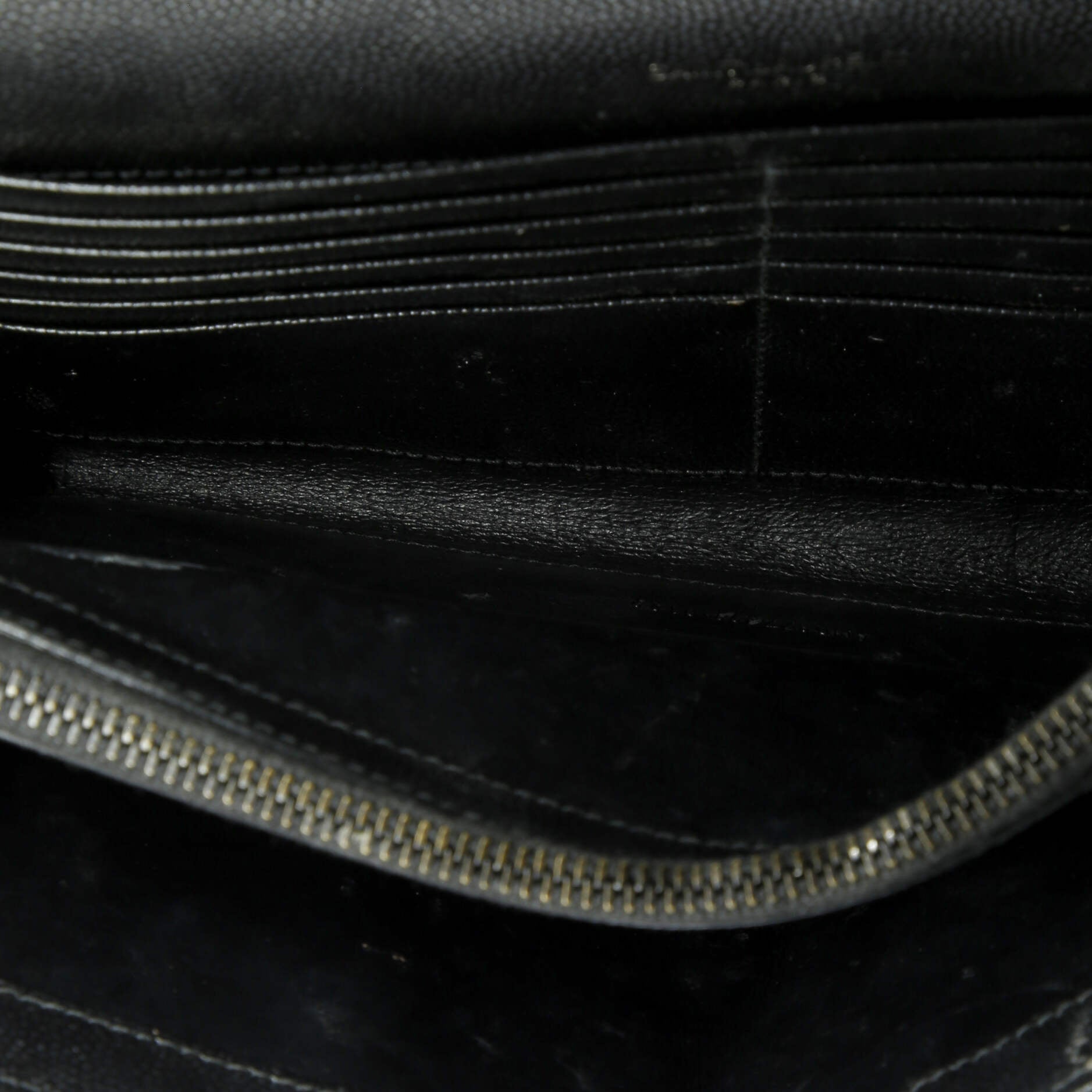 Saint Laurent Classic Monogram Wallet on Chain Matelasse Chevron Leather Medium