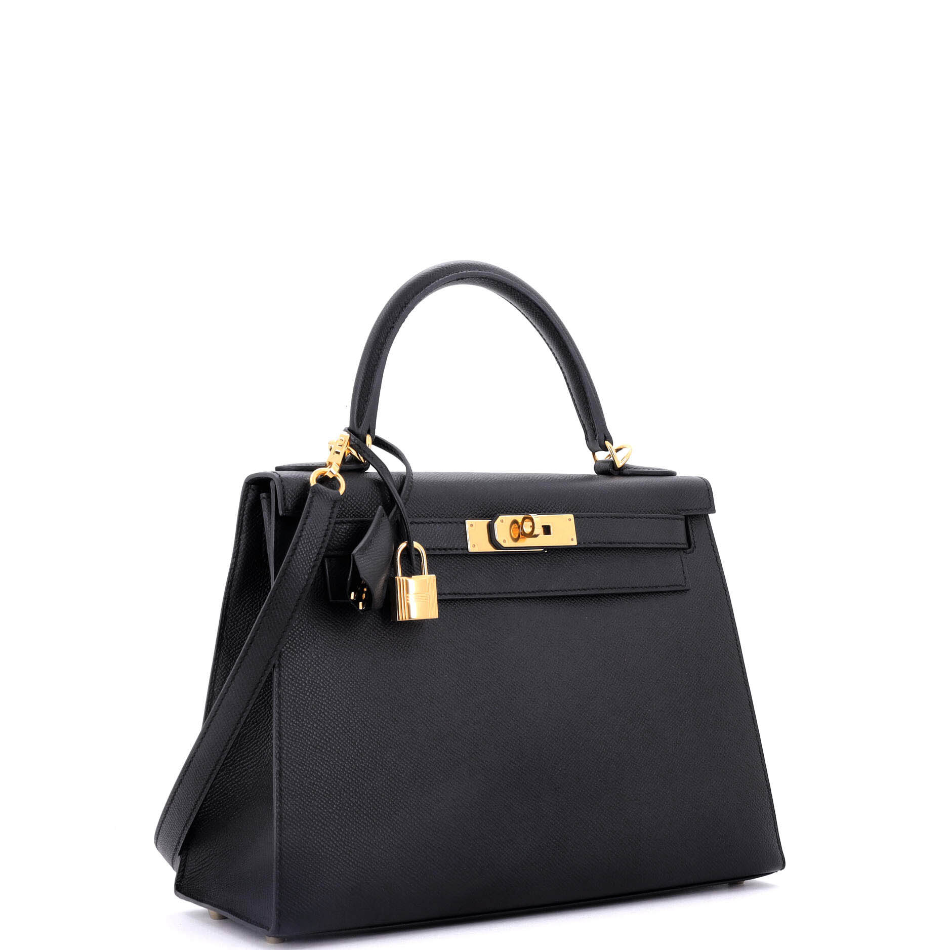 Hermes Kelly Handbag Black Epsom with Gold Hardware 28