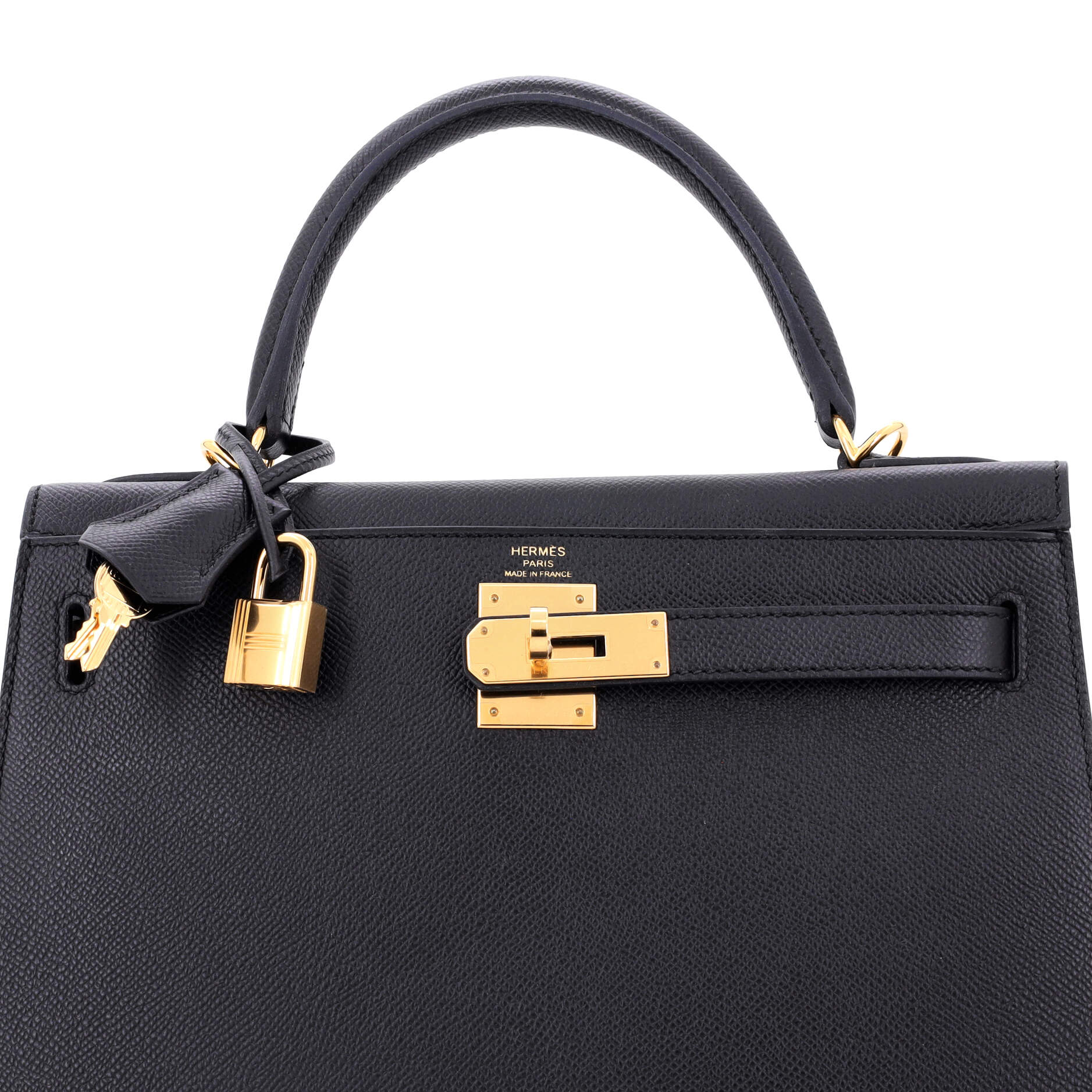 Hermes Kelly Handbag Black Epsom with Gold Hardware 28