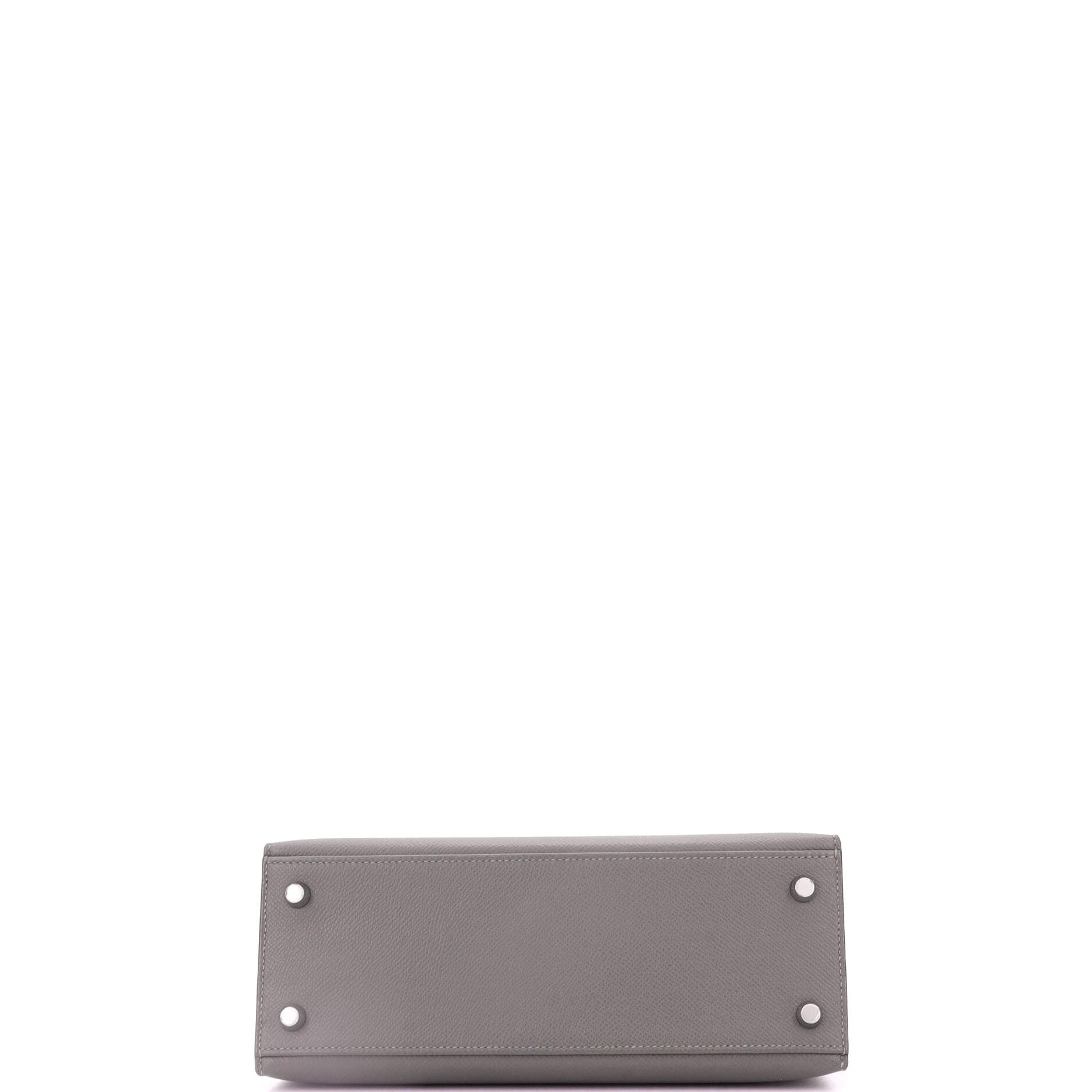 Hermes Kelly Handbag Grey Epsom with Palladium Hardware 25