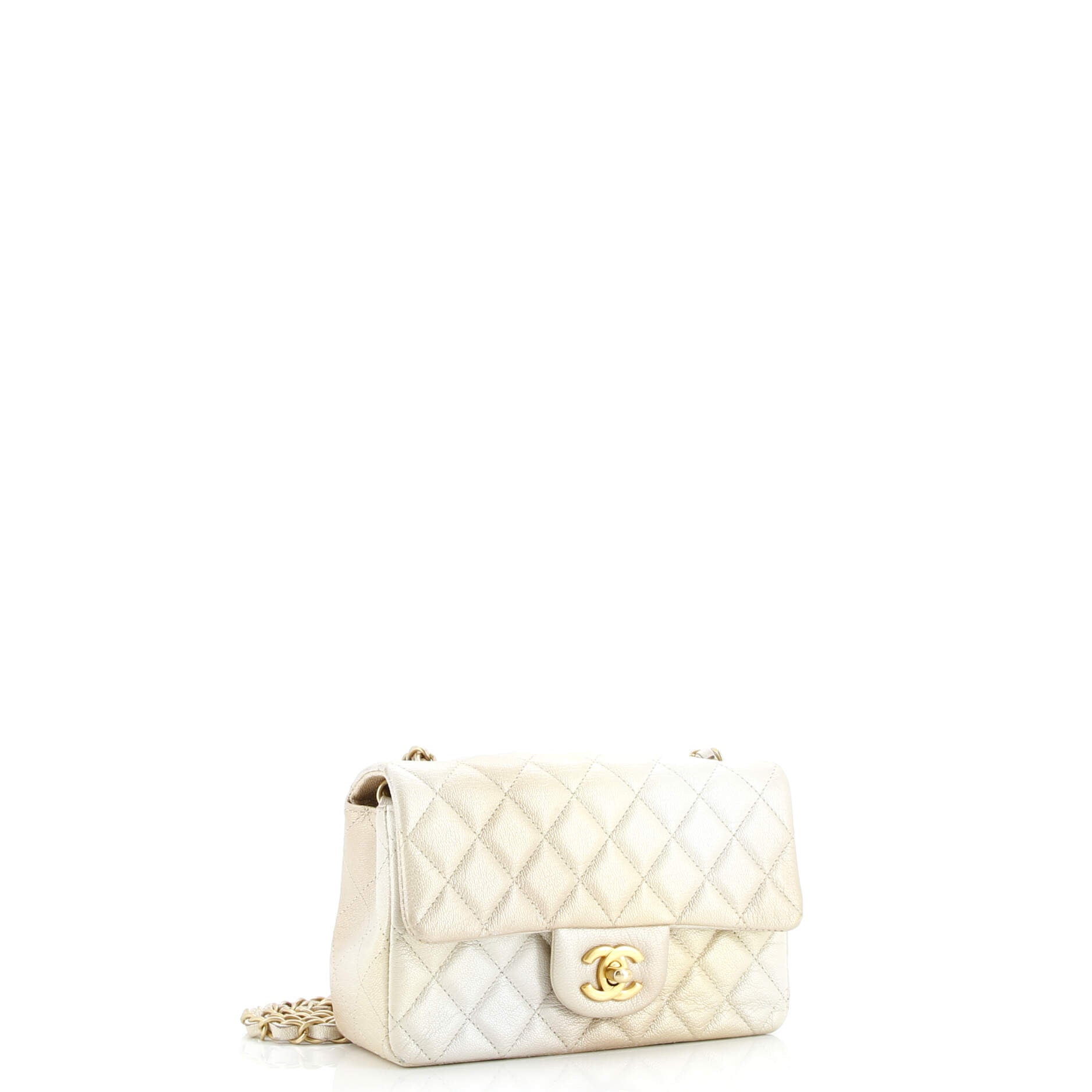 Chanel Classic Single Flap Bag Quilted Ombre Metallic Goatskin Mini