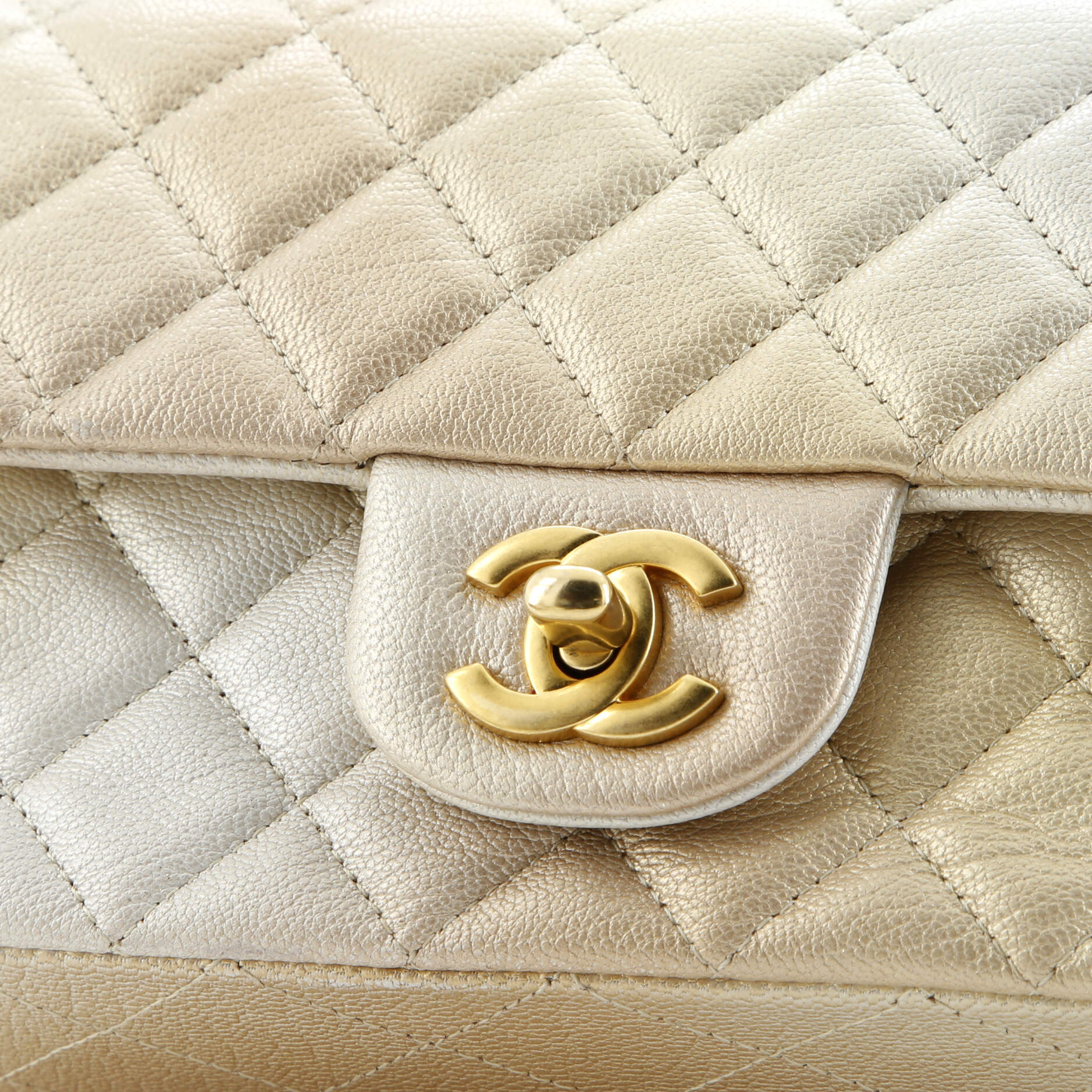 Chanel Classic Single Flap Bag Quilted Ombre Metallic Goatskin Mini