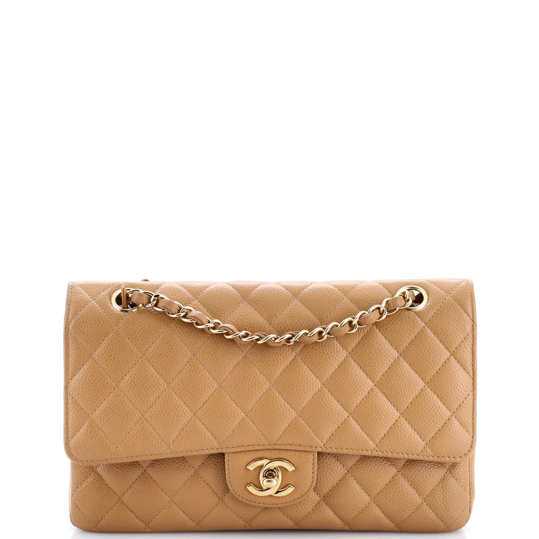 Chanel Vintage Classic Double Flap Bag Quilted Caviar Medium