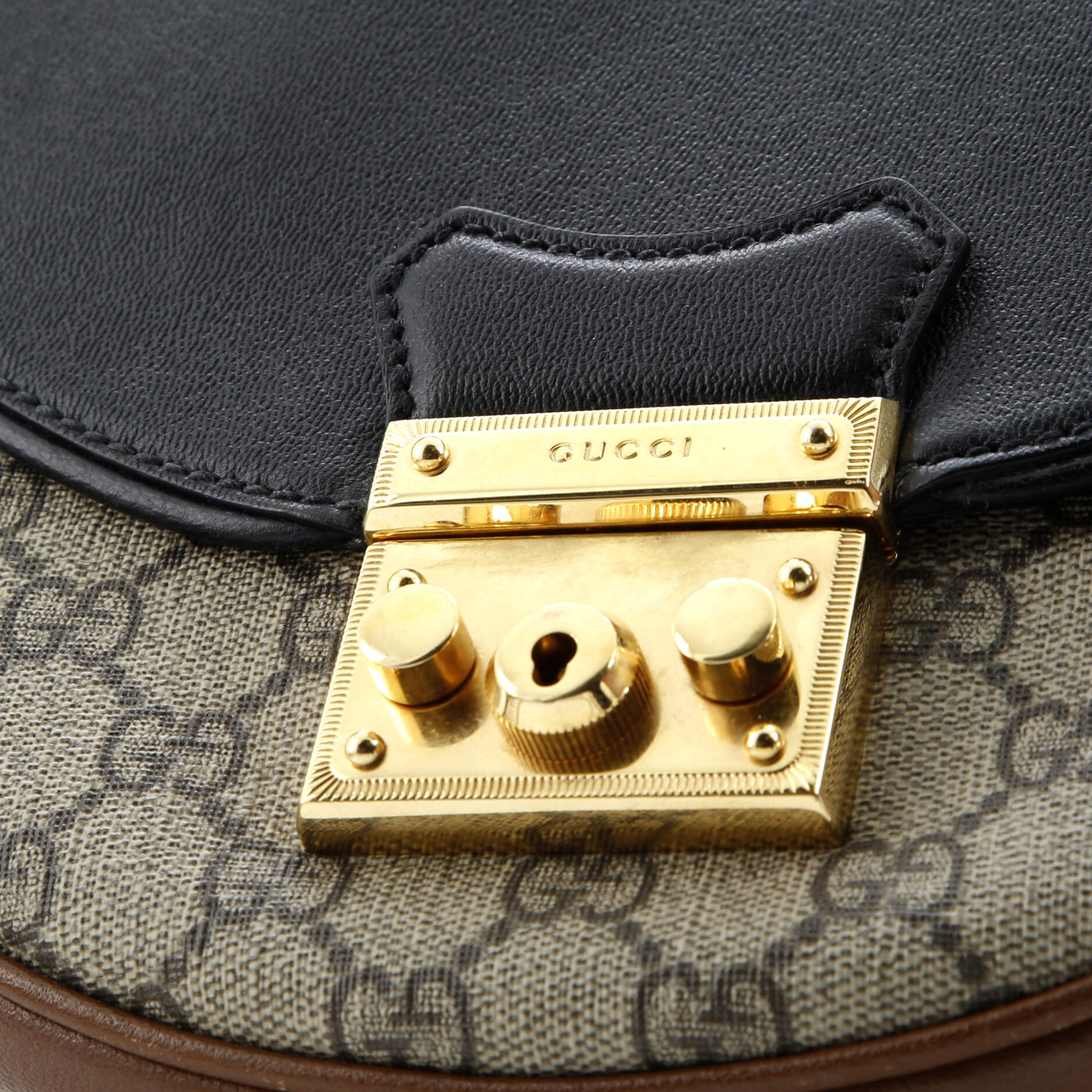 Gucci Padlock Saddle Shoulder Bag GG Coated Canvas and Leather Small