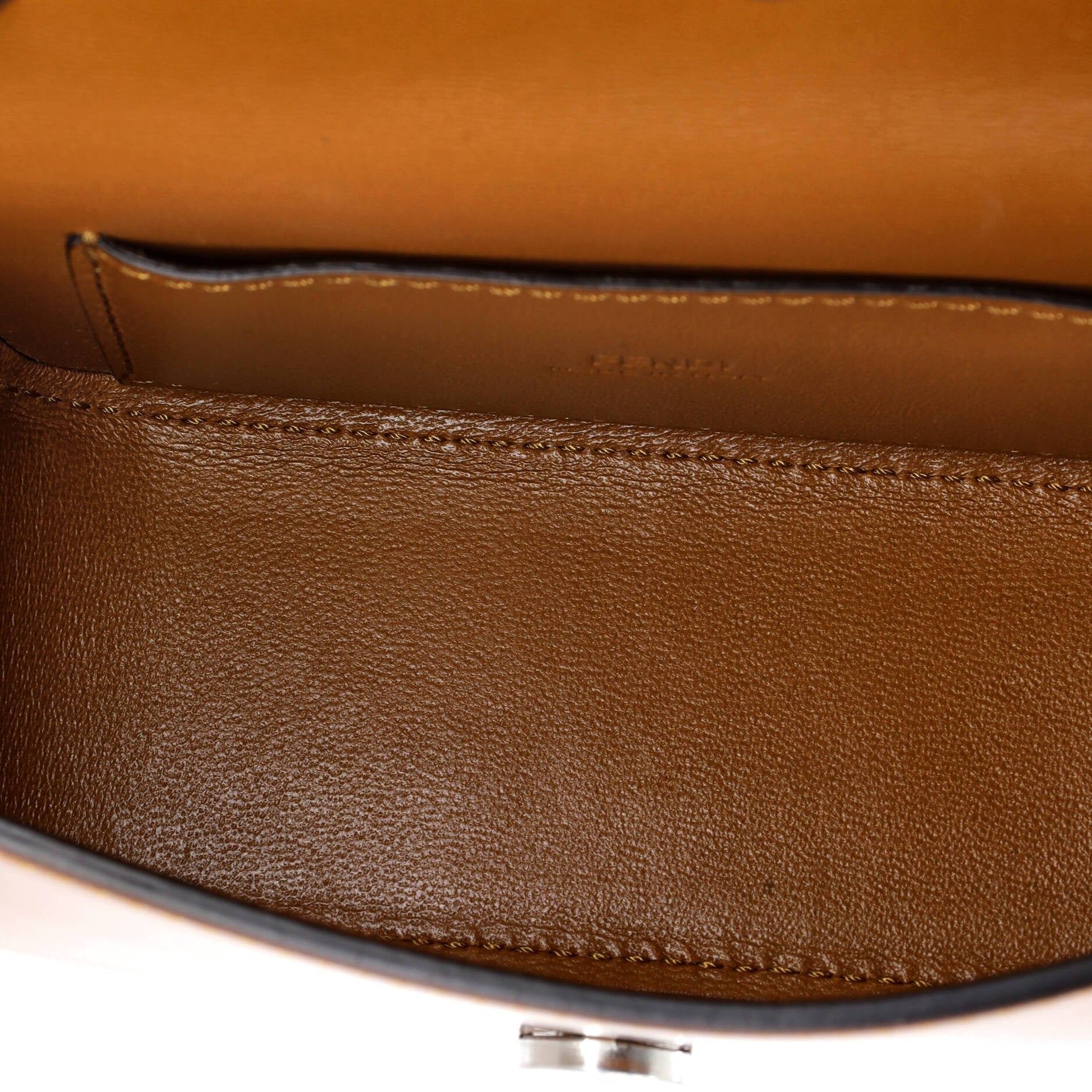Fendi FF Chain Clutch Bag Leather Nano