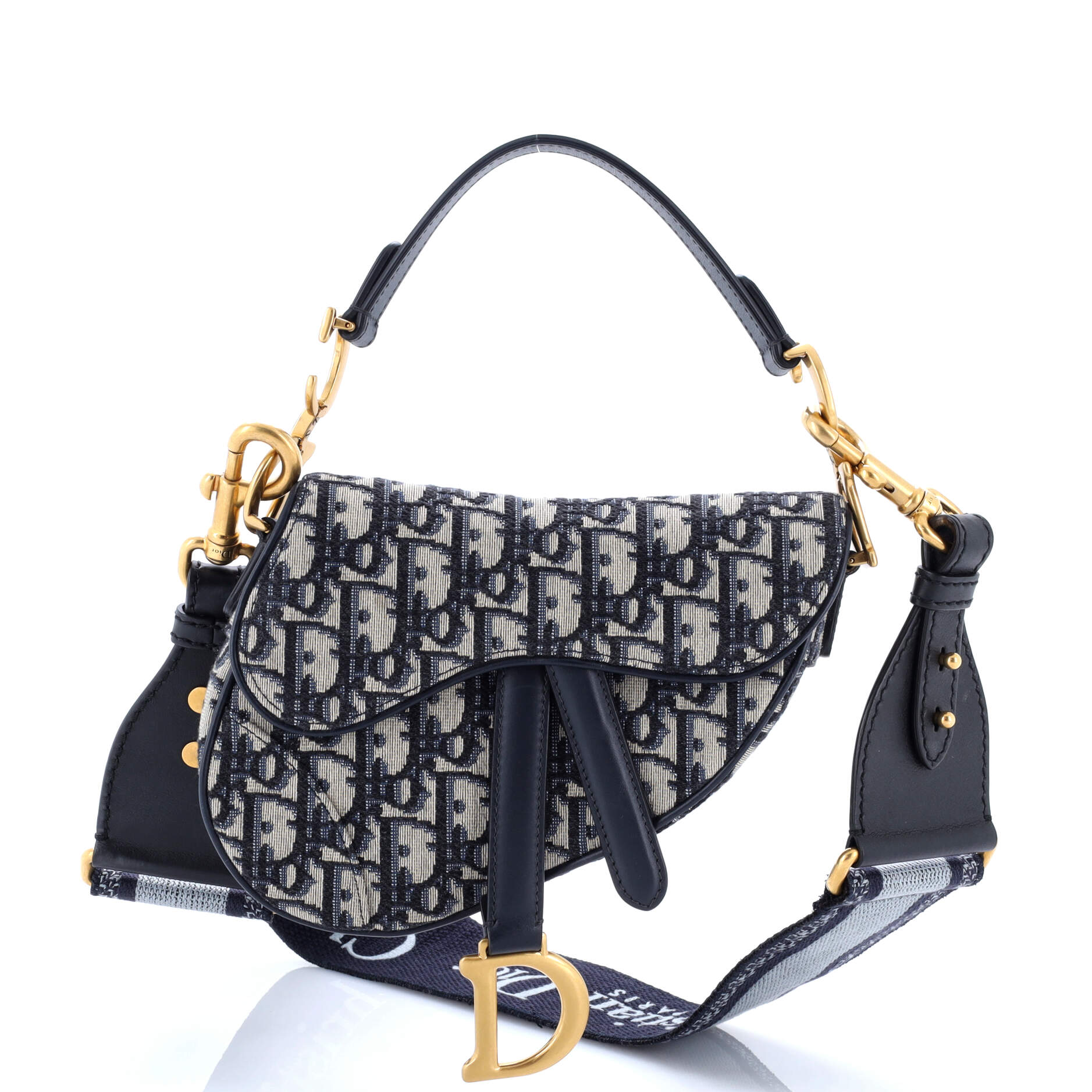 Christian Dior Saddle Handbag with Strap Oblique Canvas Mini