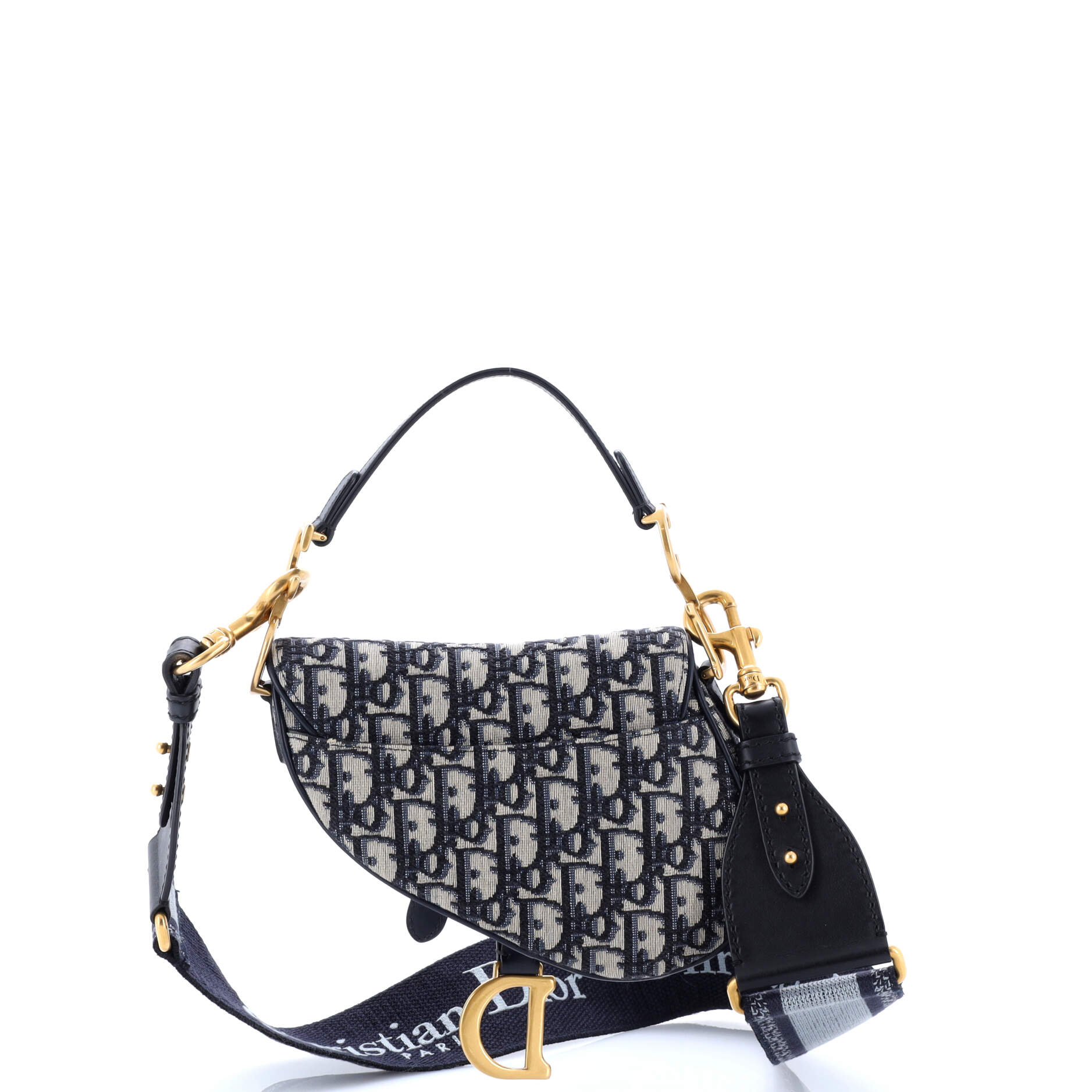 Christian Dior Saddle Handbag with Strap Oblique Canvas Mini