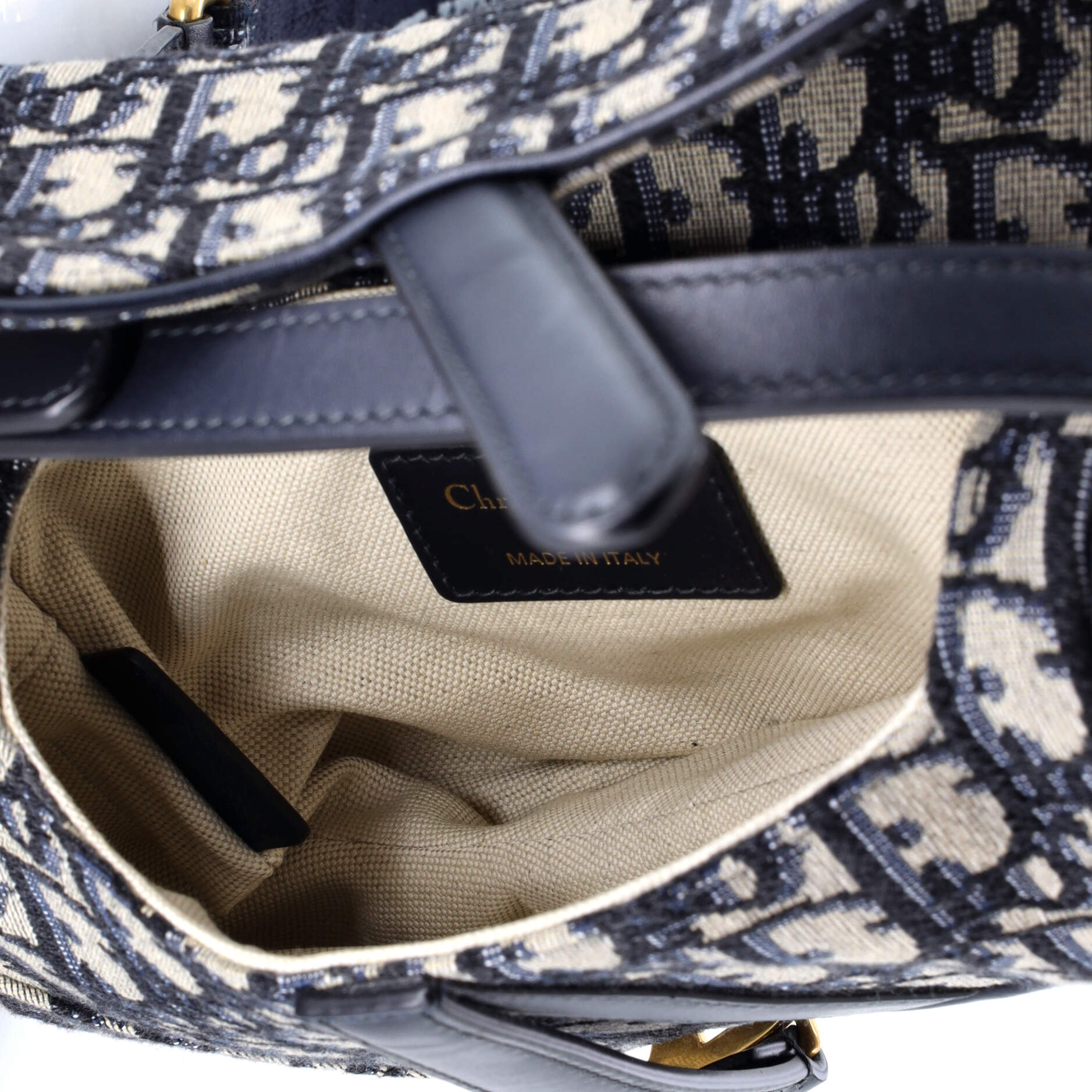 Christian Dior Saddle Handbag with Strap Oblique Canvas Mini