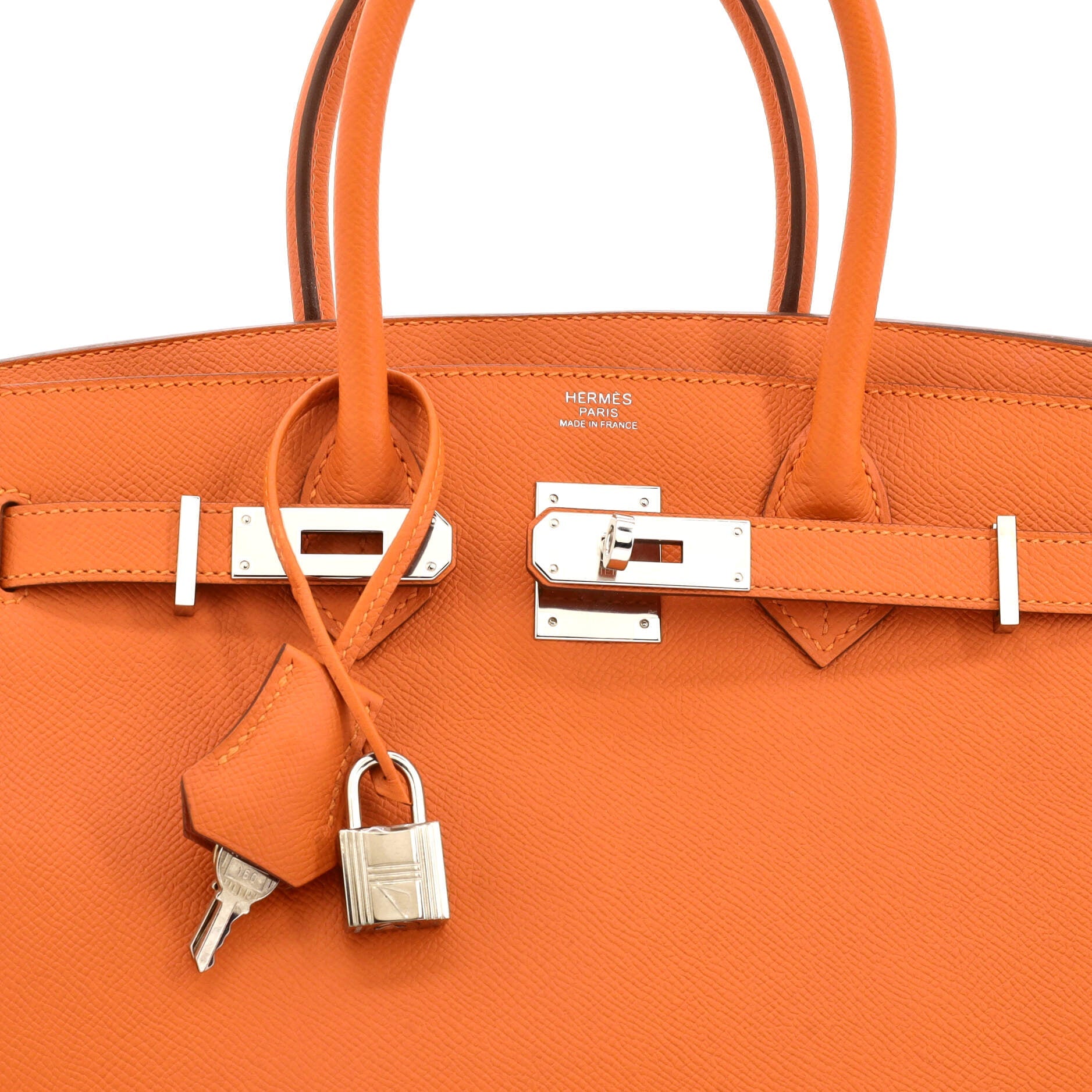 Hermes Birkin Handbag Orange Epsom with Palladium Hardware 30