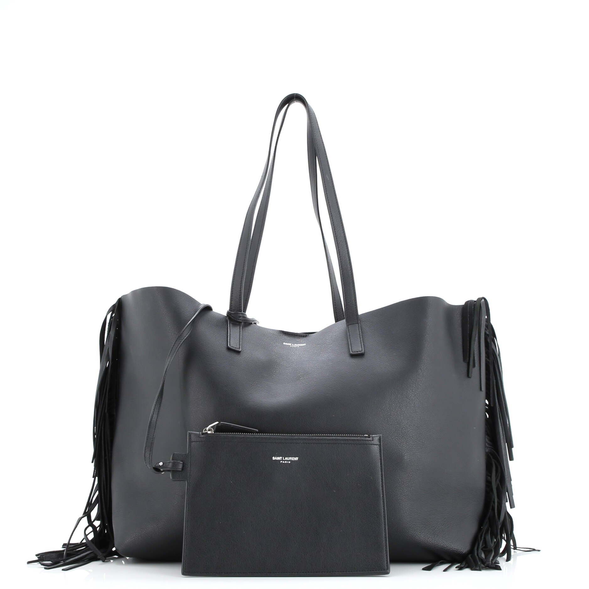 Saint Laurent Fringe Shopper Tote Leather Large