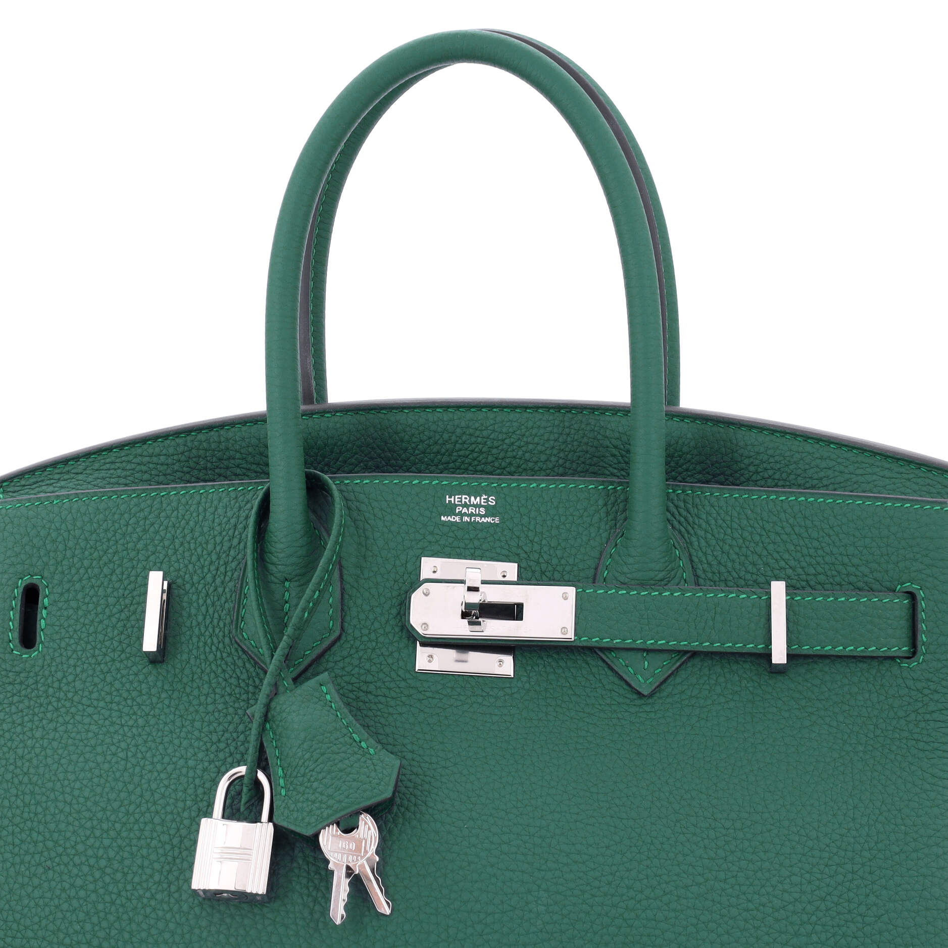 Hermes Birkin Handbag Green Togo with Palladium Hardware 30
