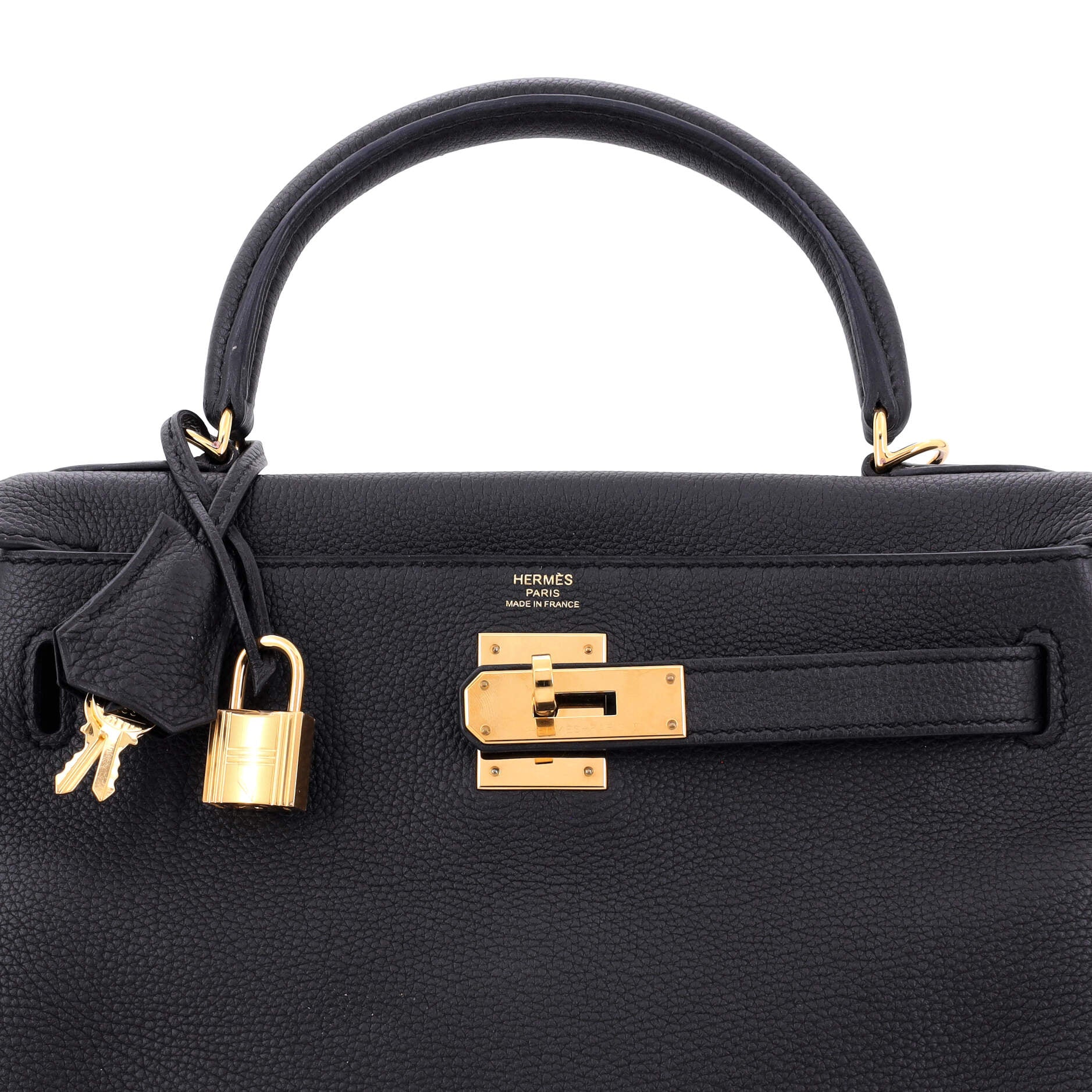 Hermes Kelly Handbag Black Togo with Gold Hardware 28
