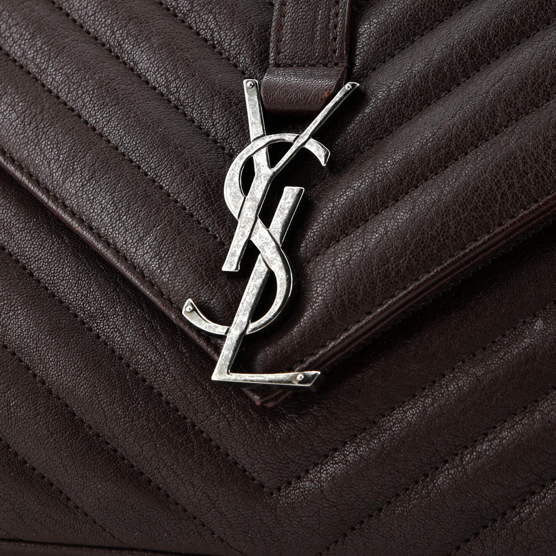 Saint Laurent Classic Monogram College Bag Matelasse Chevron Leather Large