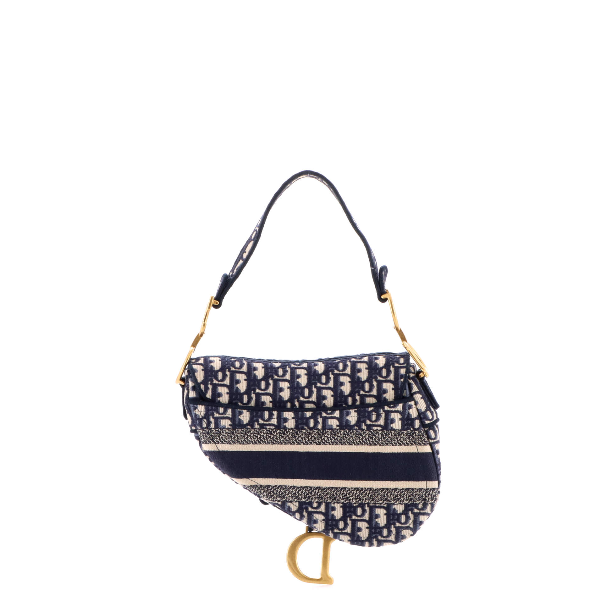 Christian Dior Saddle Handbag Logo Embroidered Oblique Canvas Medium