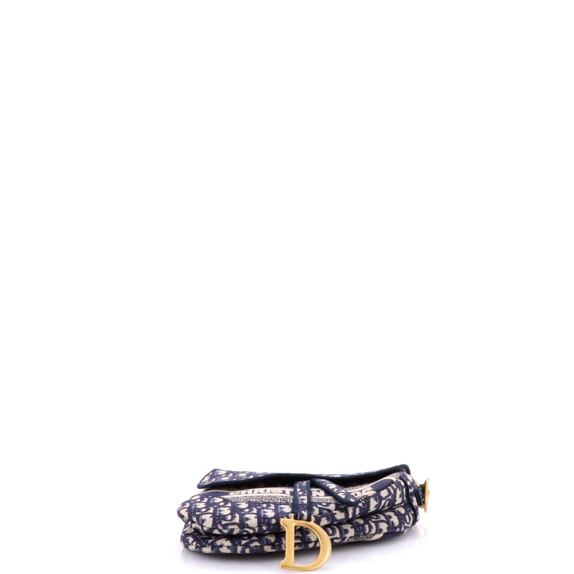 Christian Dior Saddle Handbag Logo Embroidered Oblique Canvas Medium