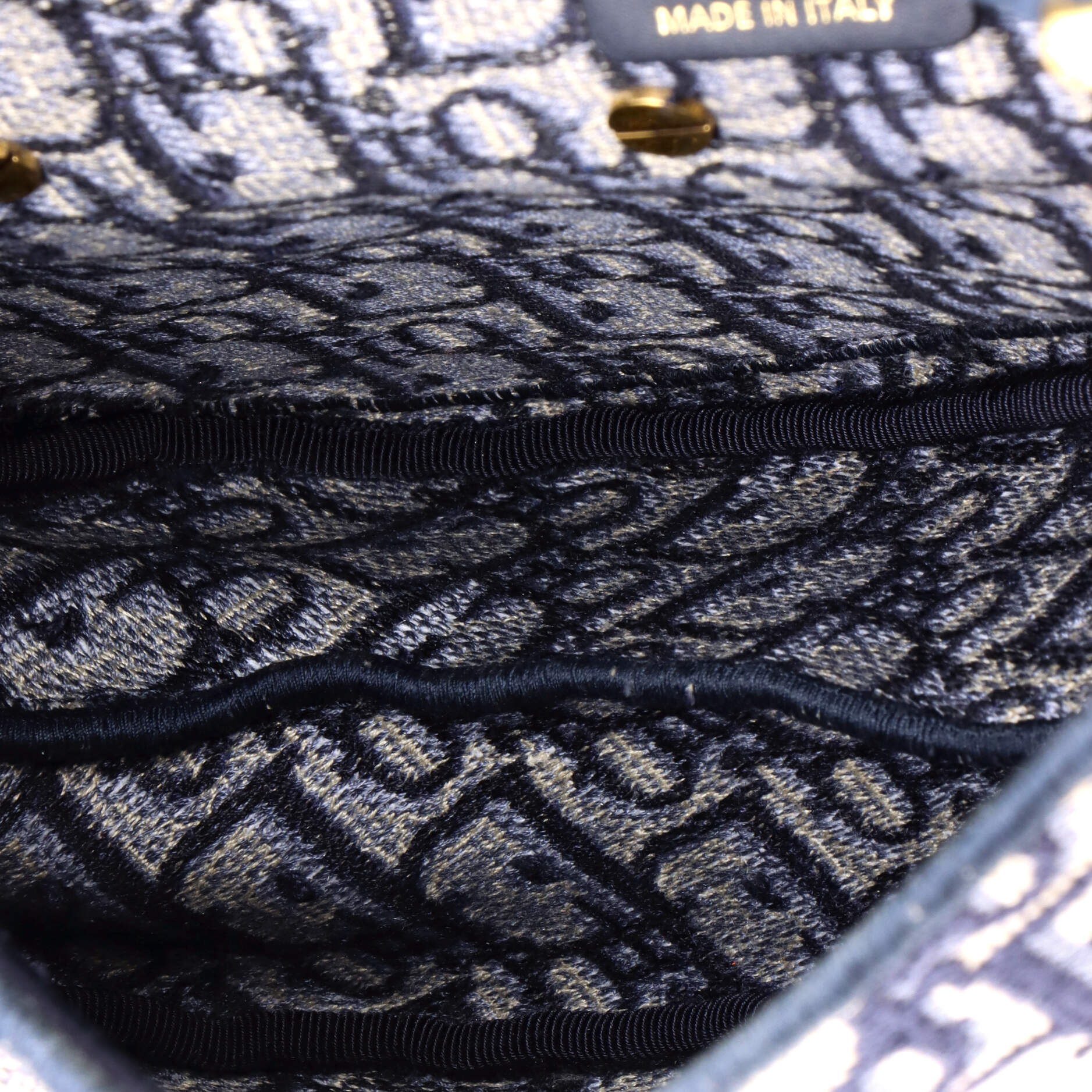Christian Dior Saddle Handbag Logo Embroidered Oblique Canvas Medium