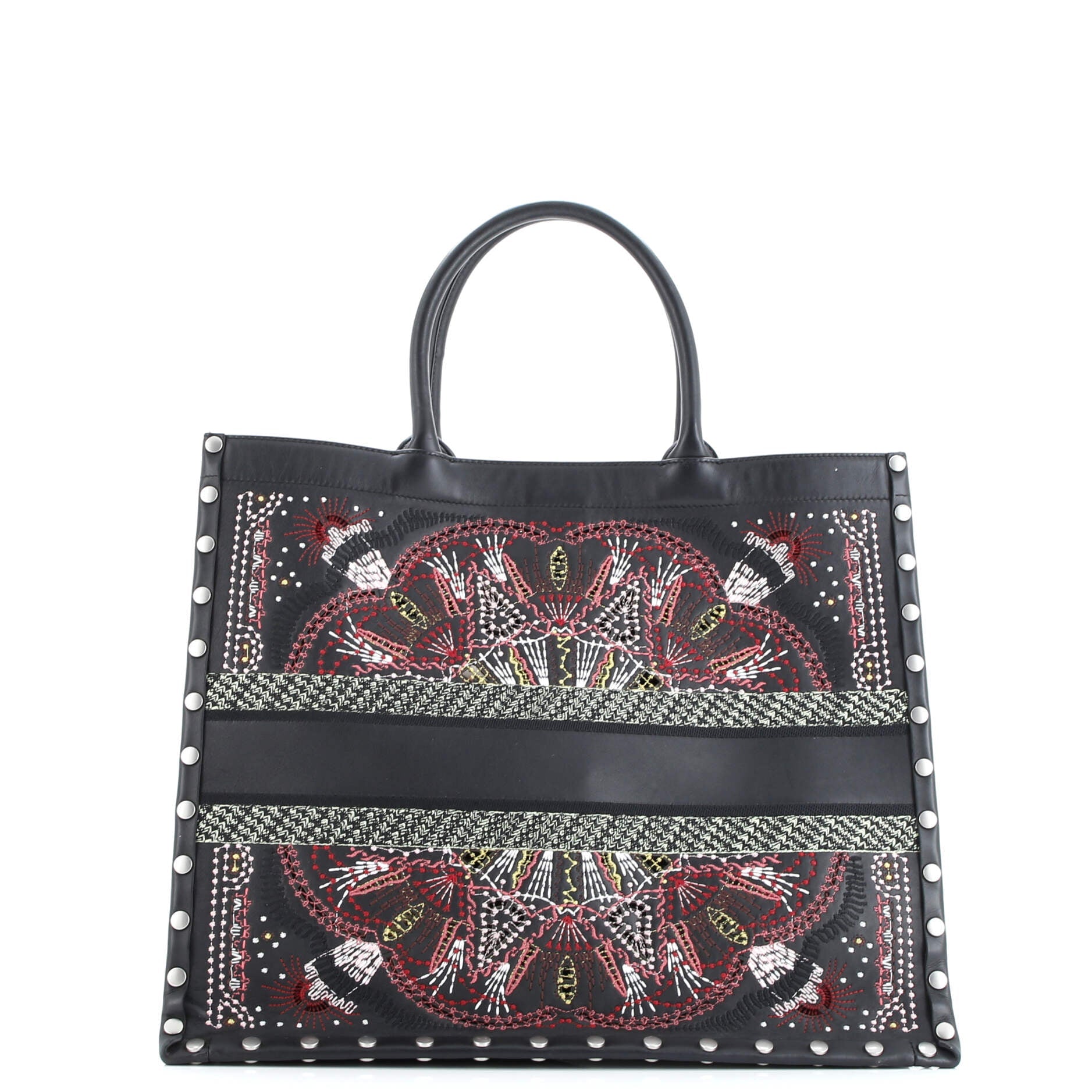 Christian Dior Book Tote Embroidered Studded Leather Large