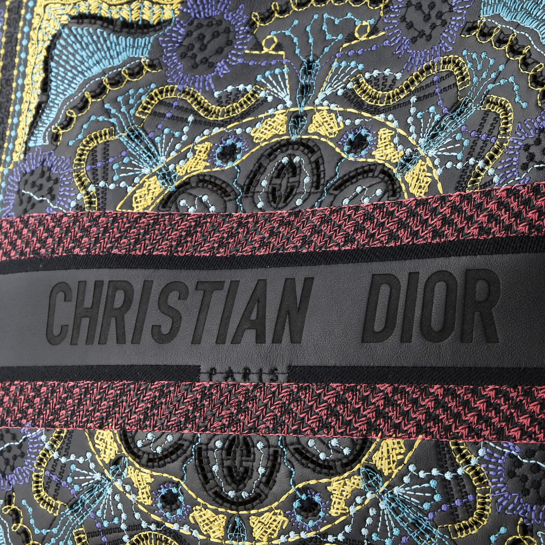 Christian Dior Book Tote Embroidered Studded Leather Large