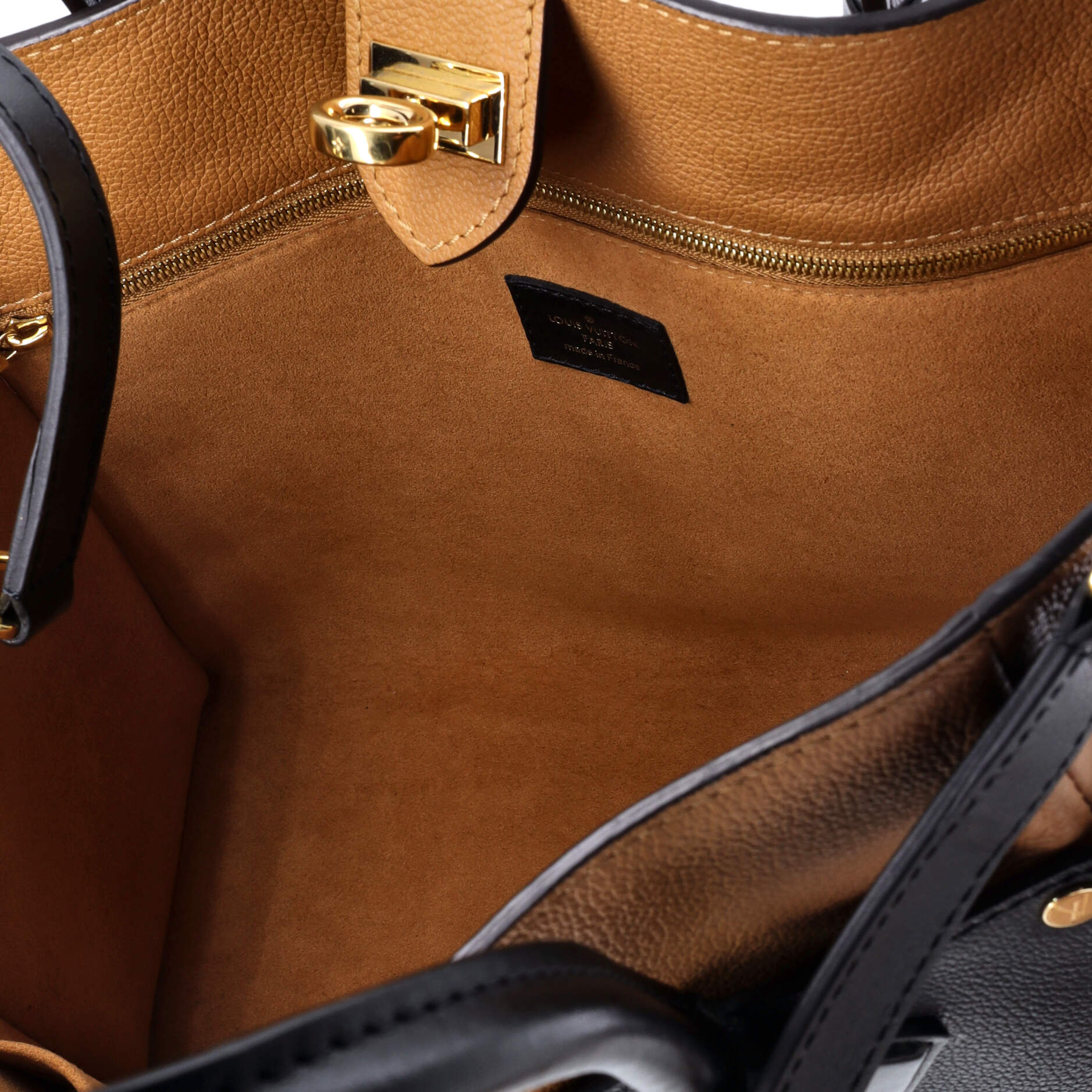 Louis Vuitton On My Side Tote Leather with Monogram Canvas MM