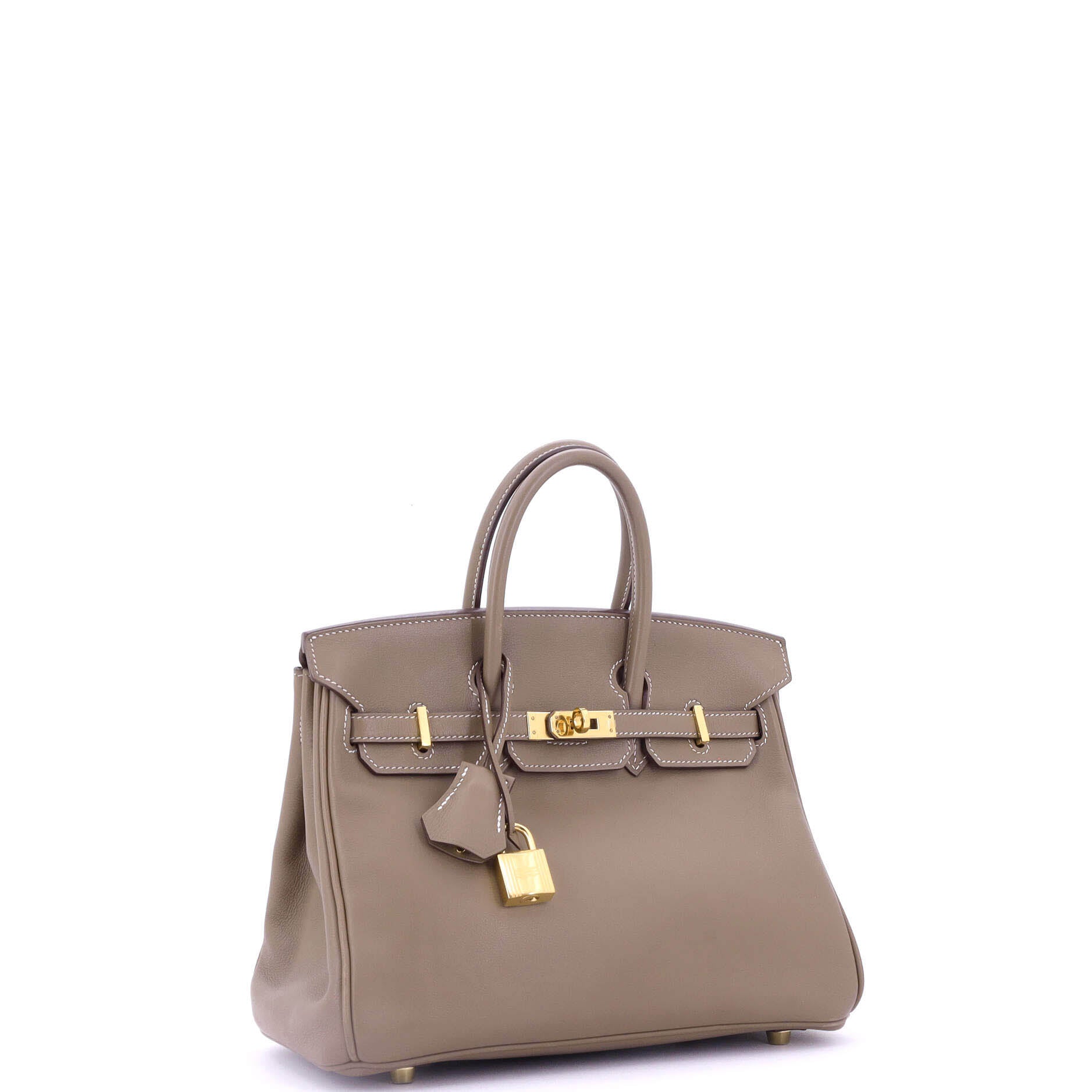Hermes Birkin Handbag Grey Swift with Gold Hardware 25