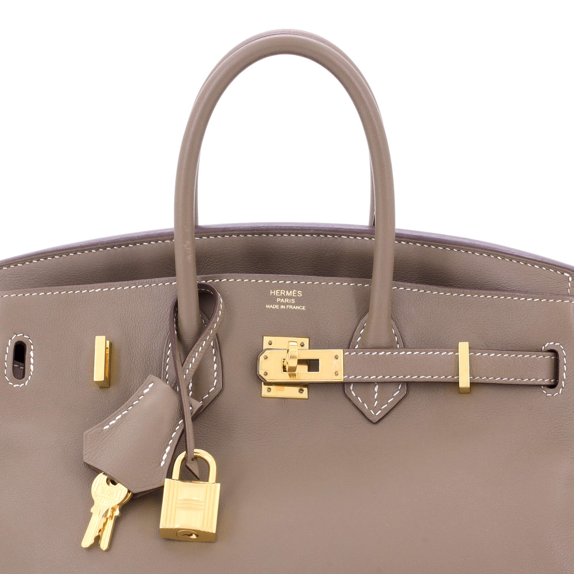 Hermes Birkin Handbag Grey Swift with Gold Hardware 25