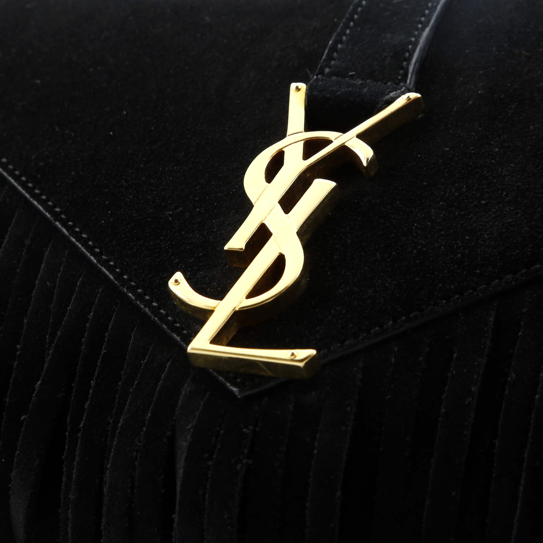 Saint Laurent Classic Monogram Fringe Crossbody Bag Suede Small