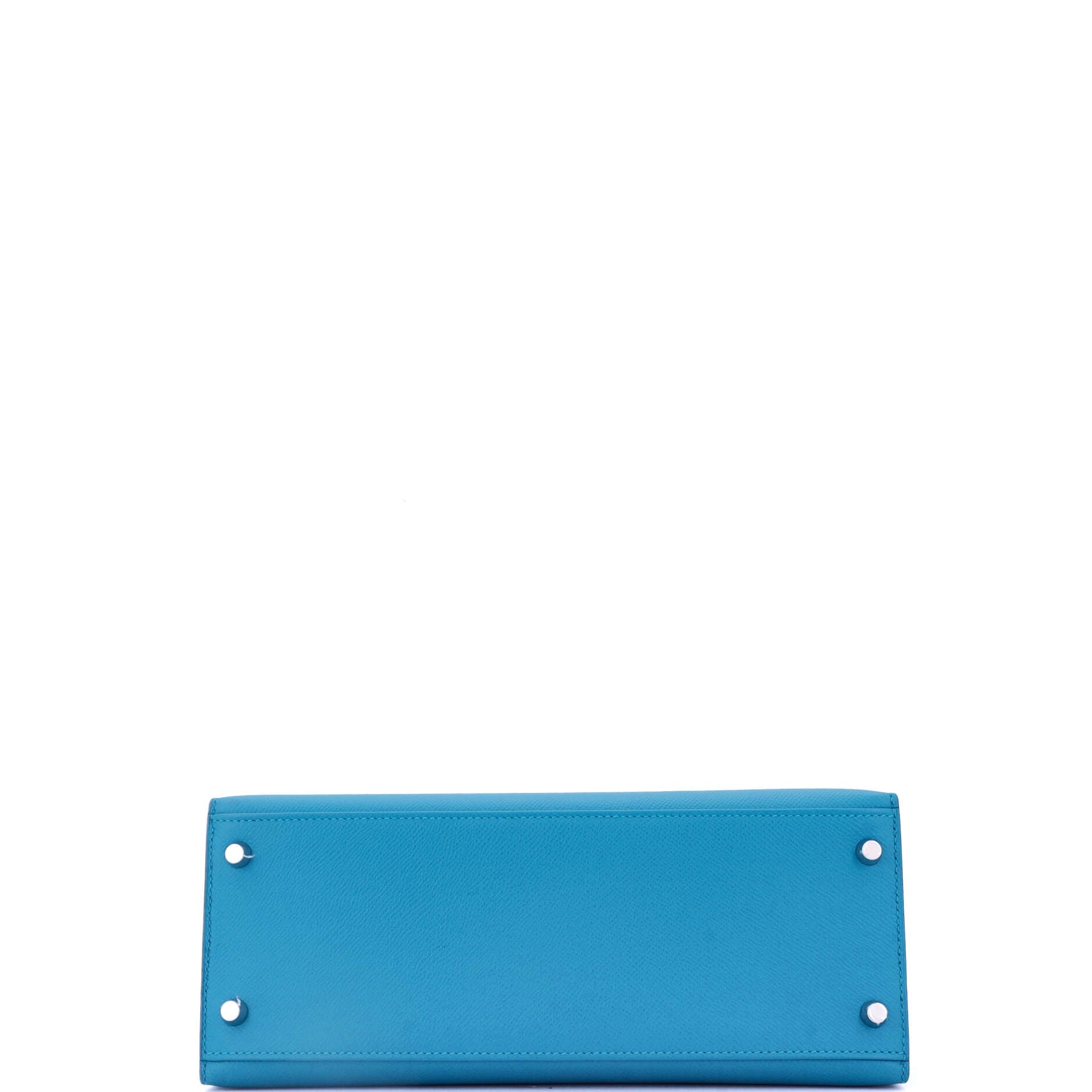 Hermes Kelly Handbag Blue Epsom with Palladium Hardware 28