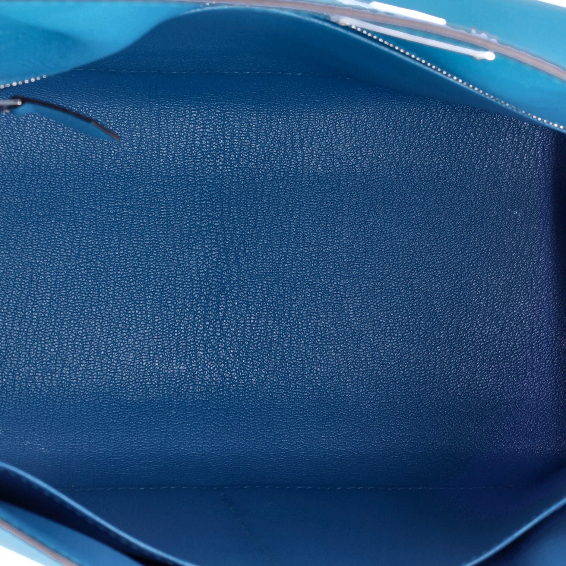 Hermes Kelly Handbag Blue Epsom with Palladium Hardware 28