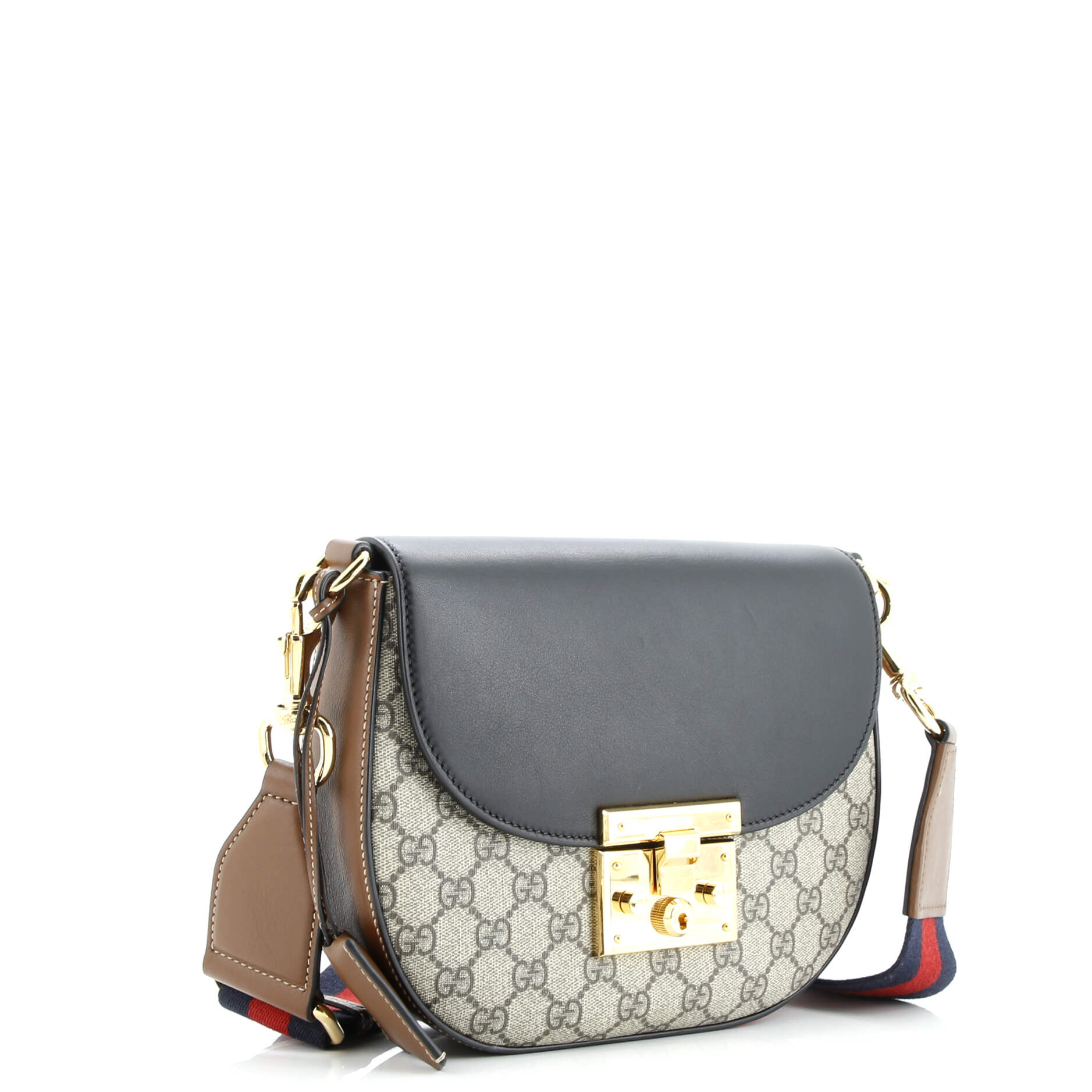Gucci Padlock Saddle Shoulder Bag GG Coated Canvas and Leather Medium