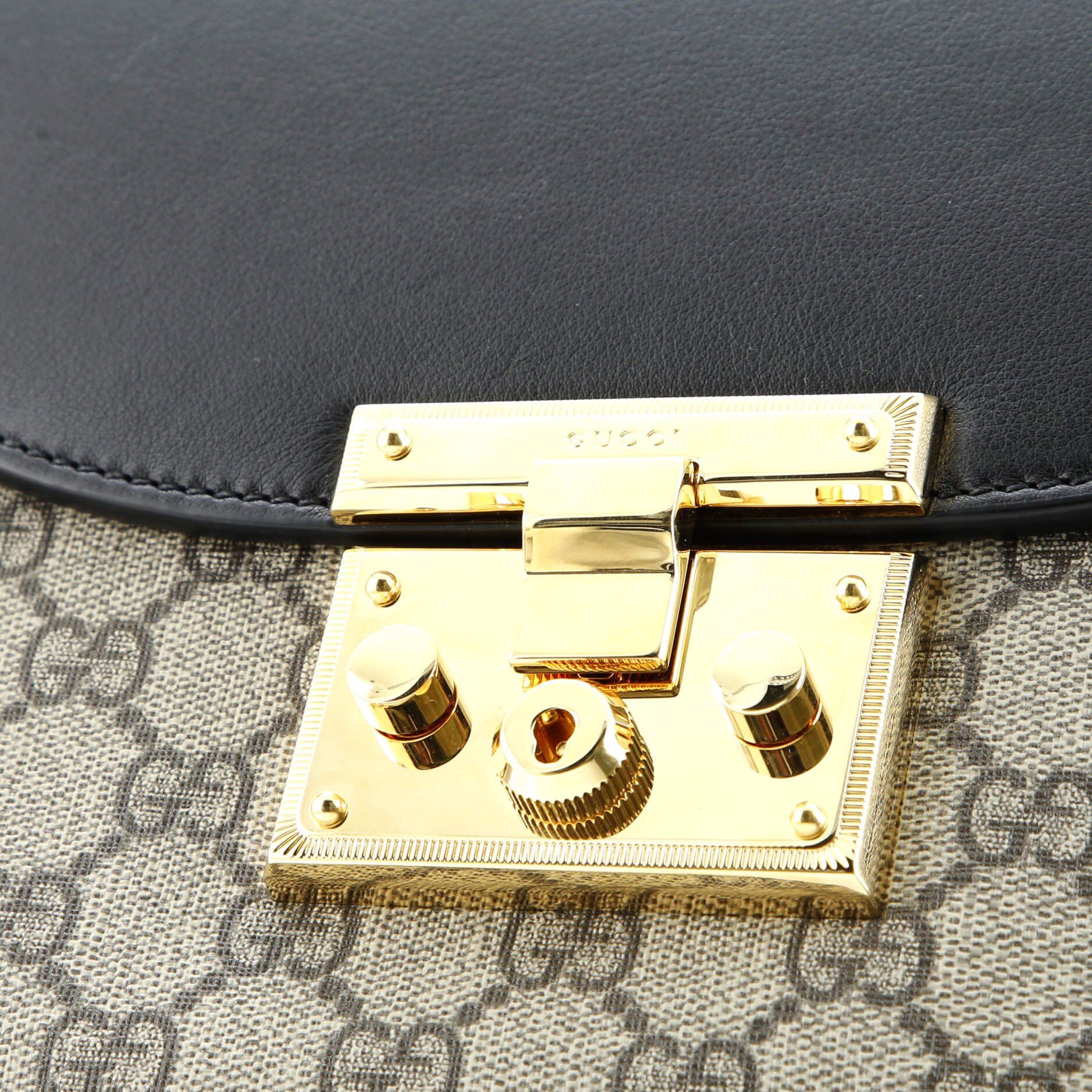 Gucci Padlock Saddle Shoulder Bag GG Coated Canvas and Leather Medium