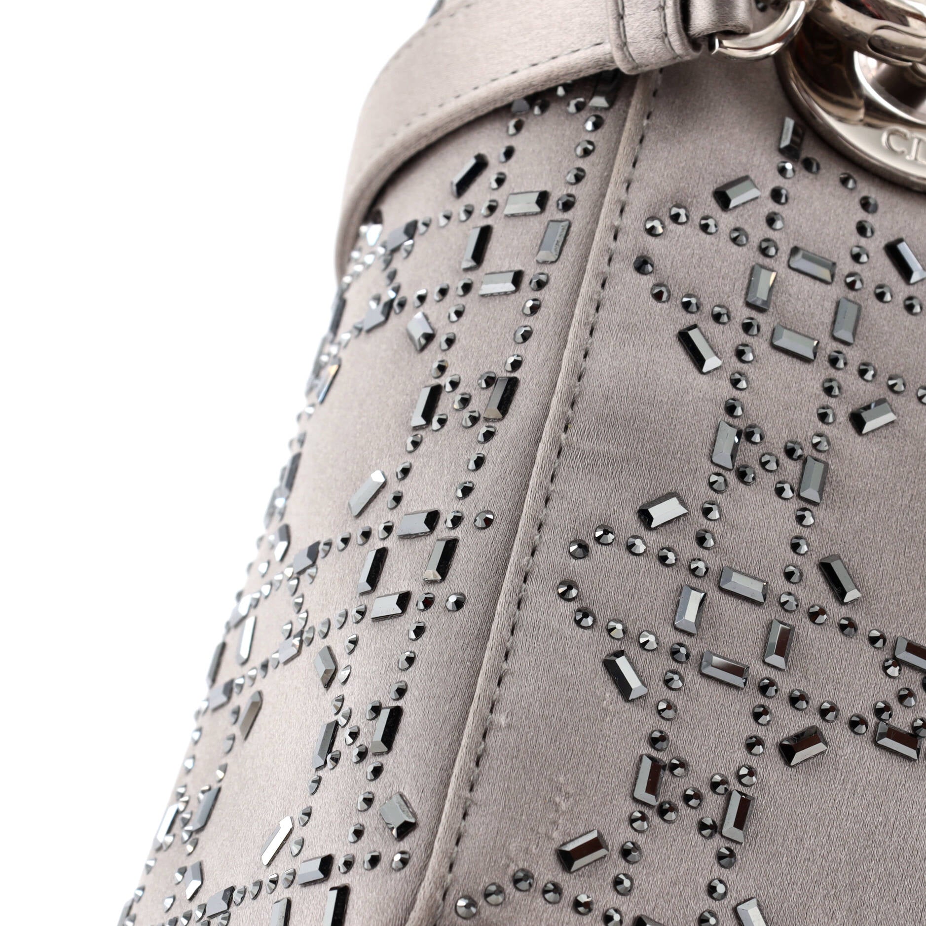 Christian Dior Lady Dior Bag Crystal Embellished Cannage Quilt Satin Mini