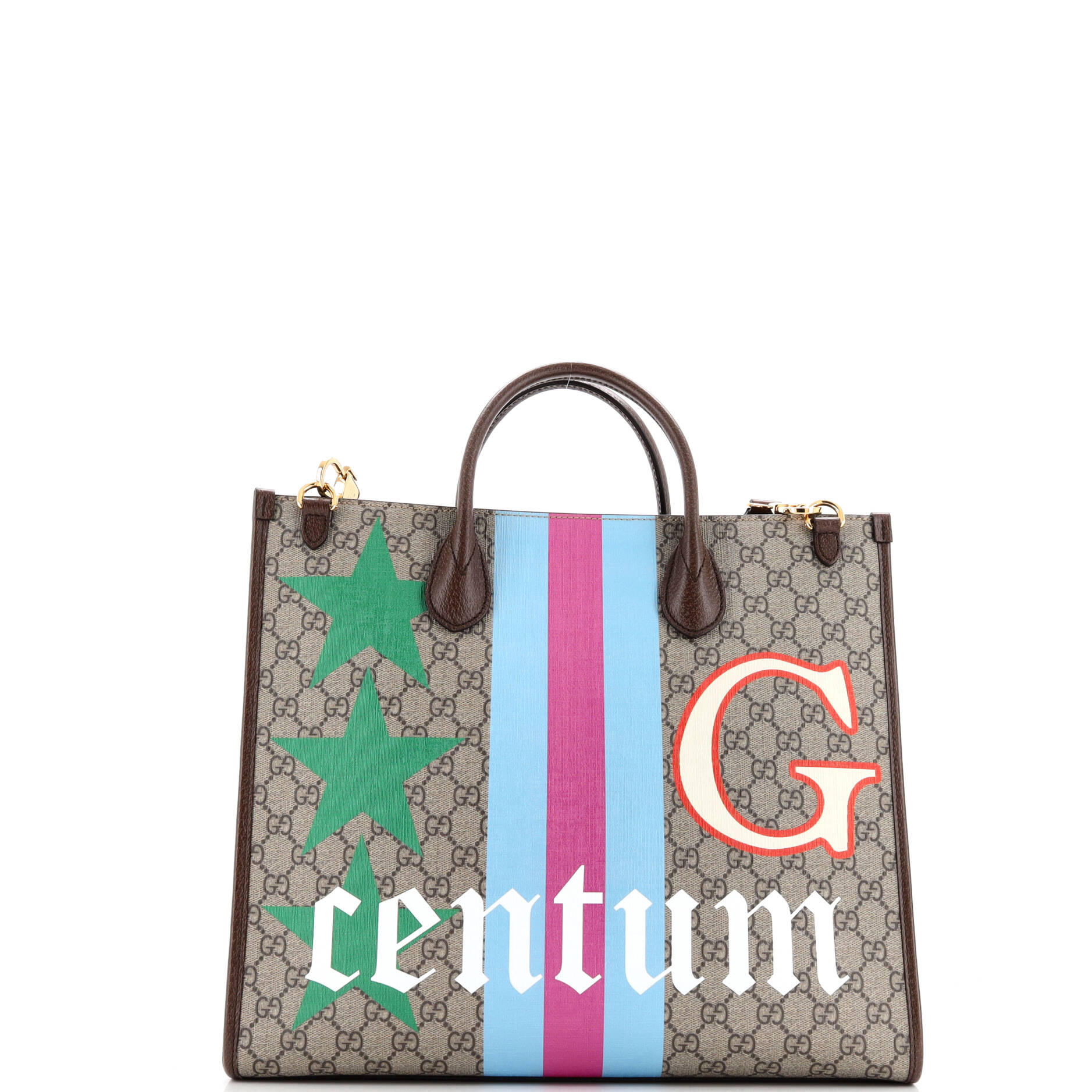 Gucci Interlocking G Patch Convertible Tote Printed GG Coated Canvas Medium